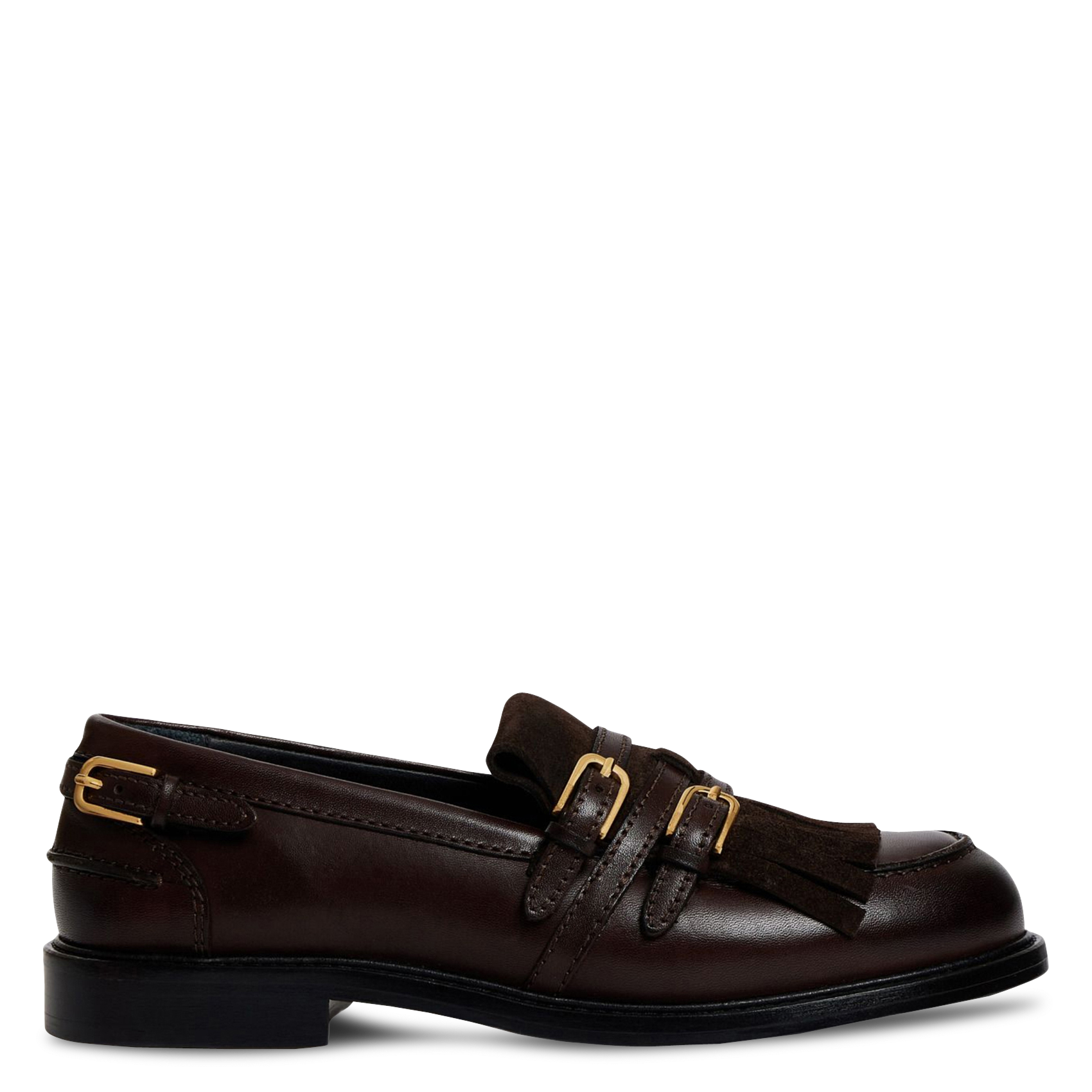 Effen leren mocassins SANDRO Bruin