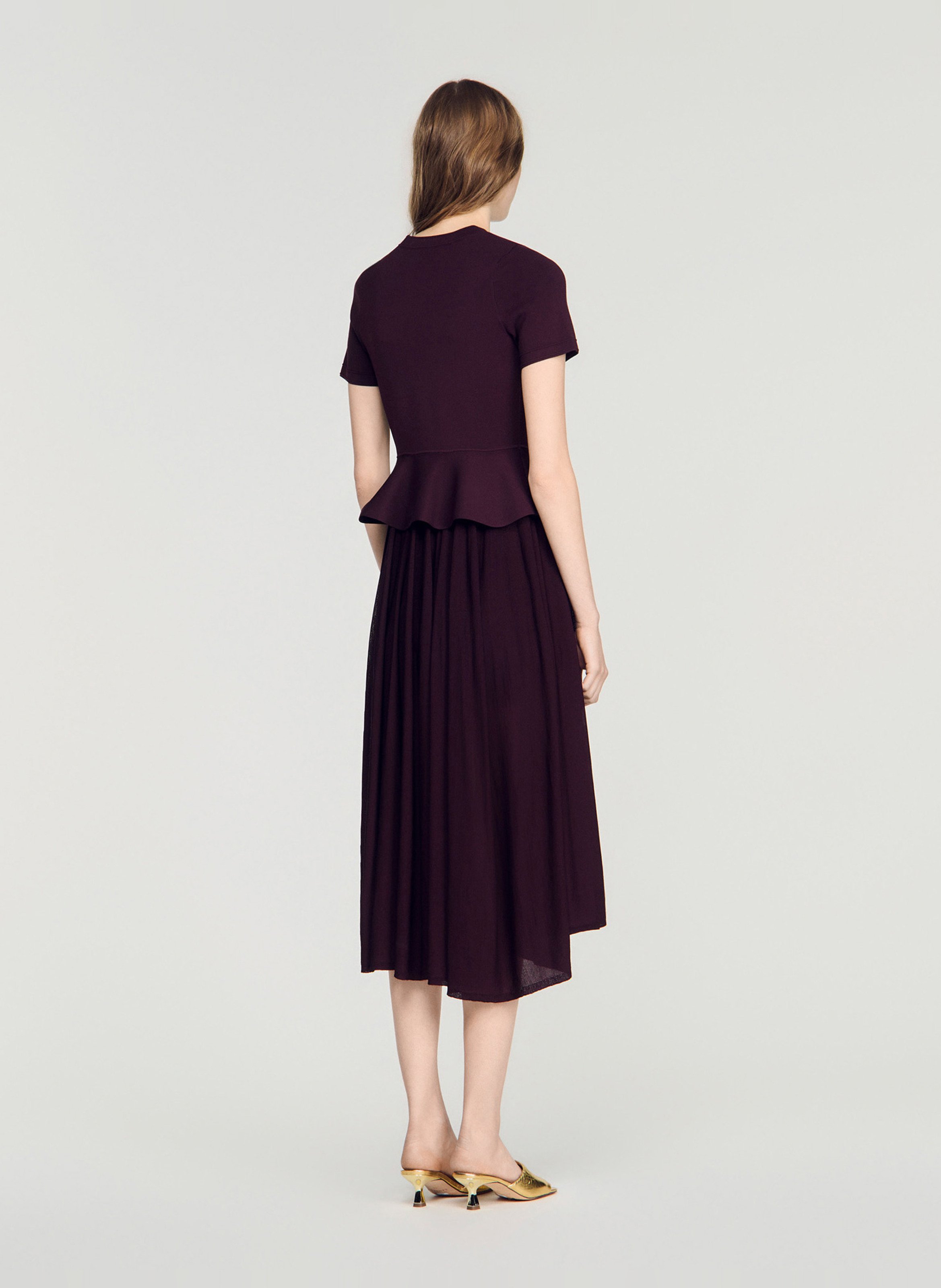 Lange jurk met ronde hals SANDRO Rood