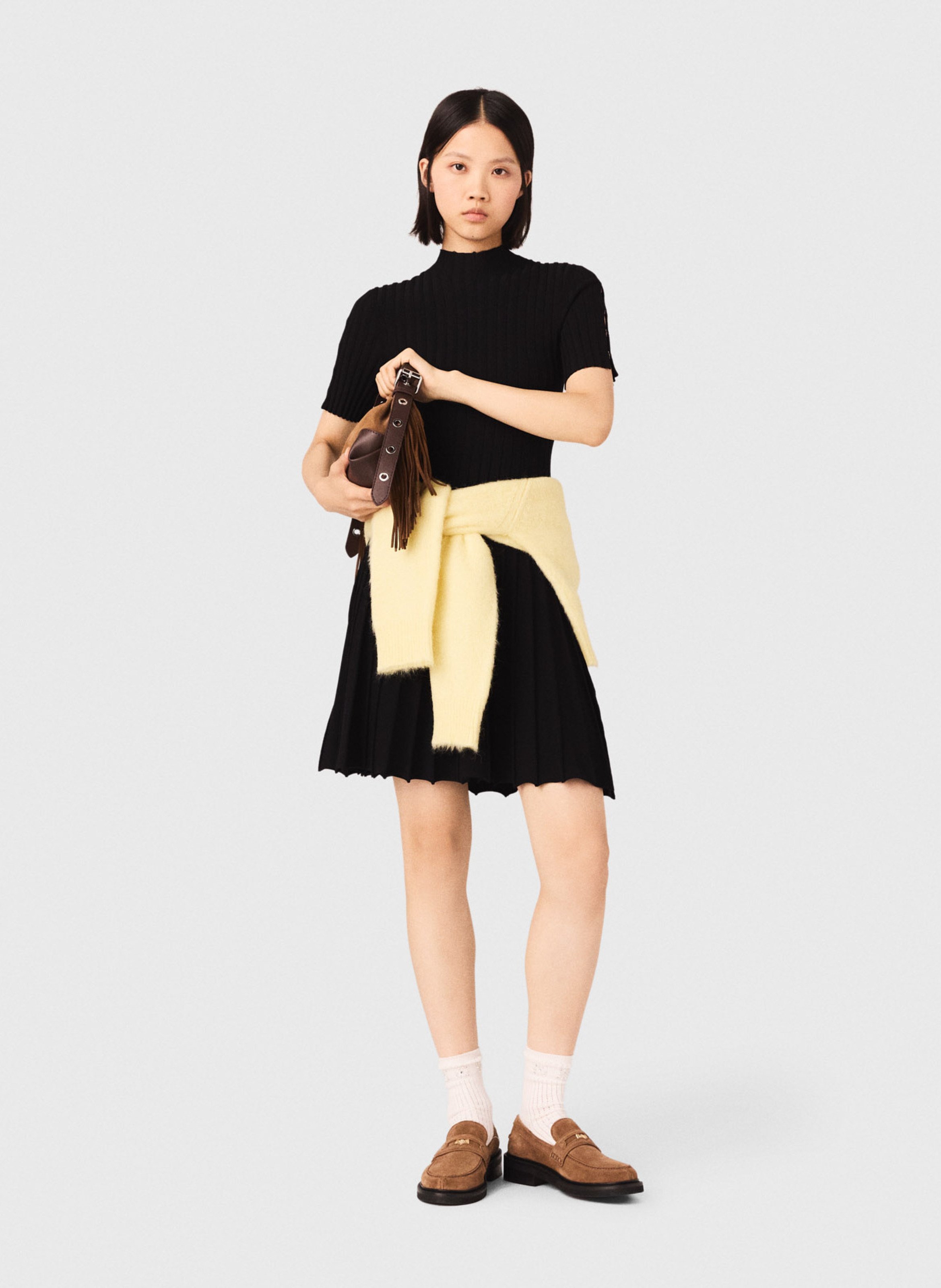 Robe courte évasée en maille MAJE Noir
