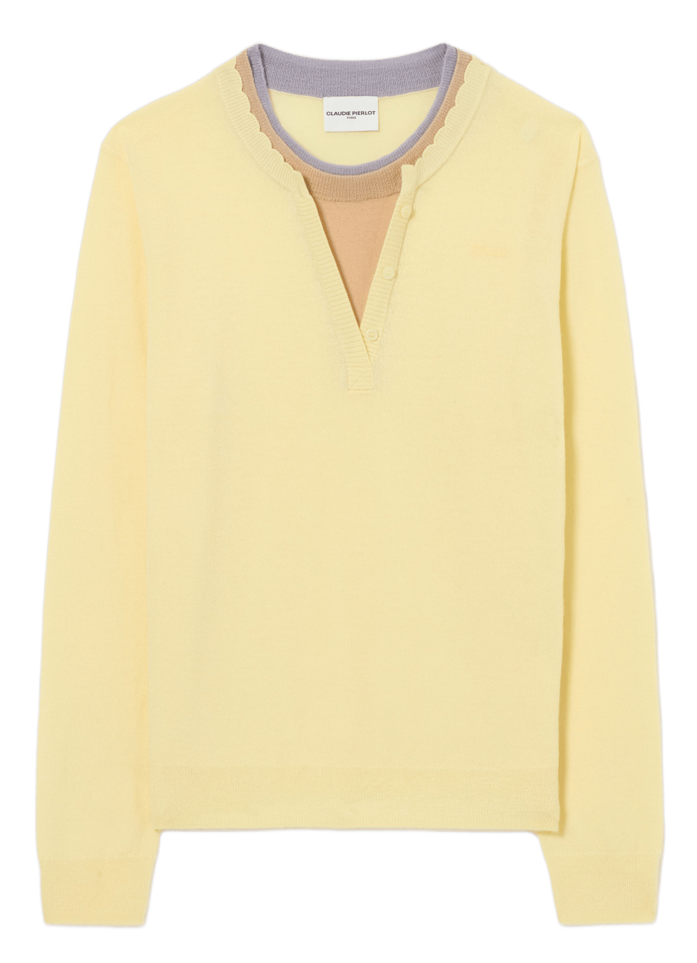Pull droit uni en laine CLAUDIE PIERLOT Jaune