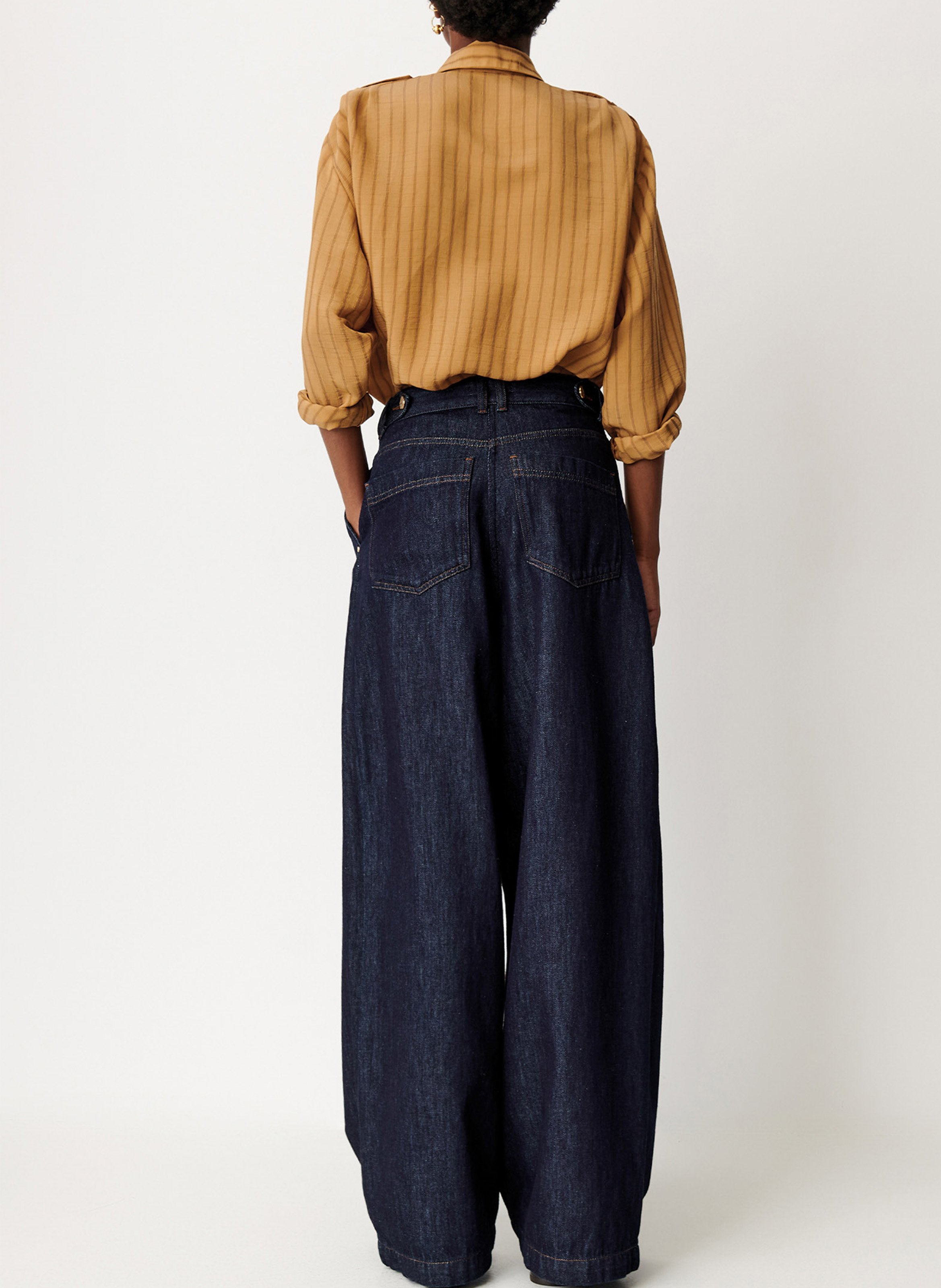 Weite Raw-Jeans mit Bundfalten SESSUN Blau