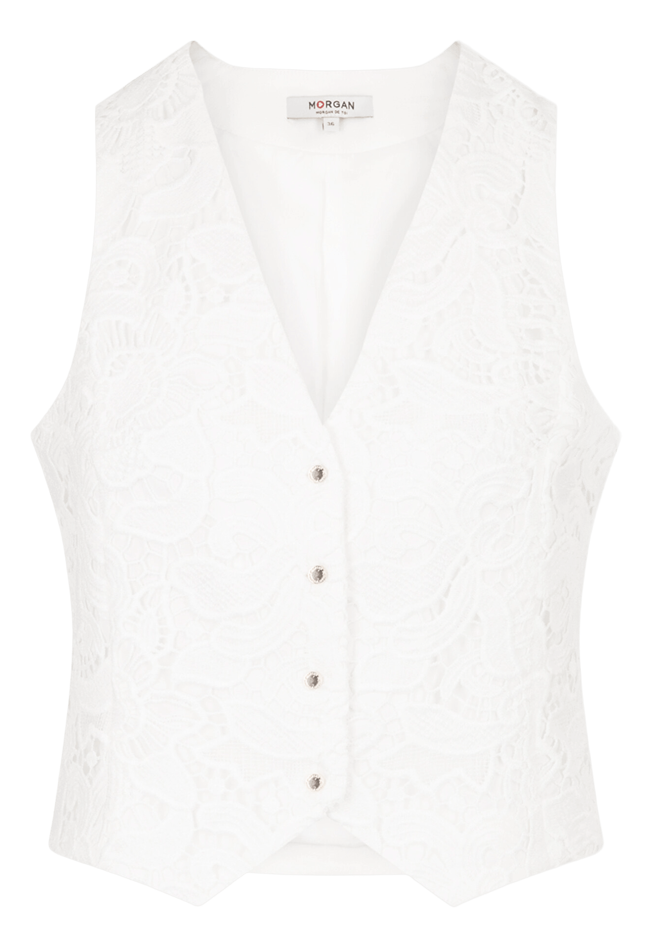 Mouwloos getailleerd vest met V-hals MORGAN Beige