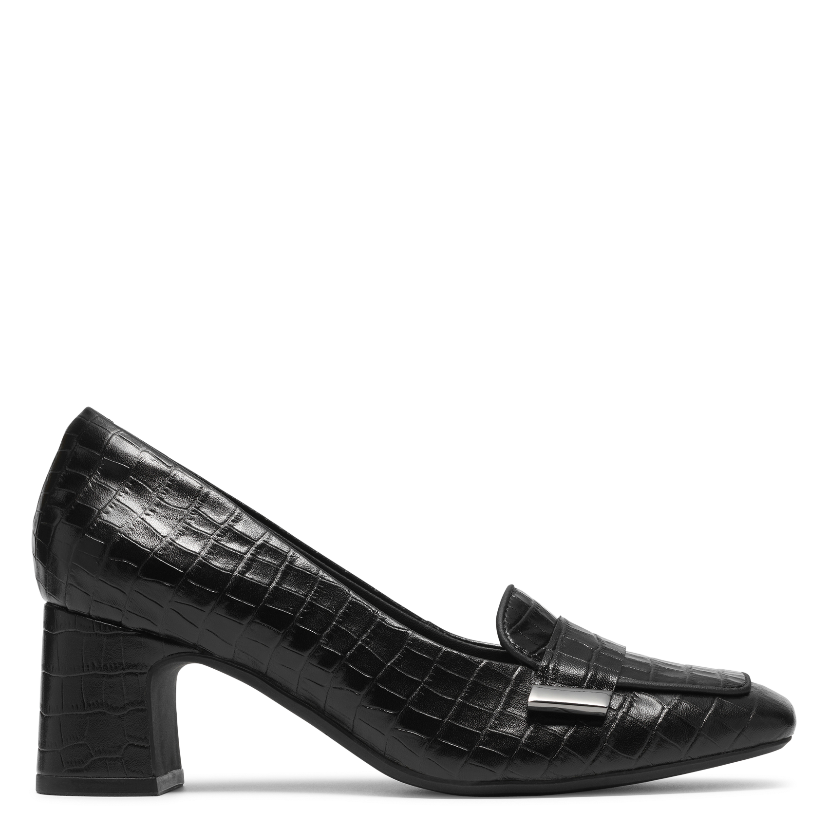 Mocassins à talons en cuir effet croco CLARKS Noir