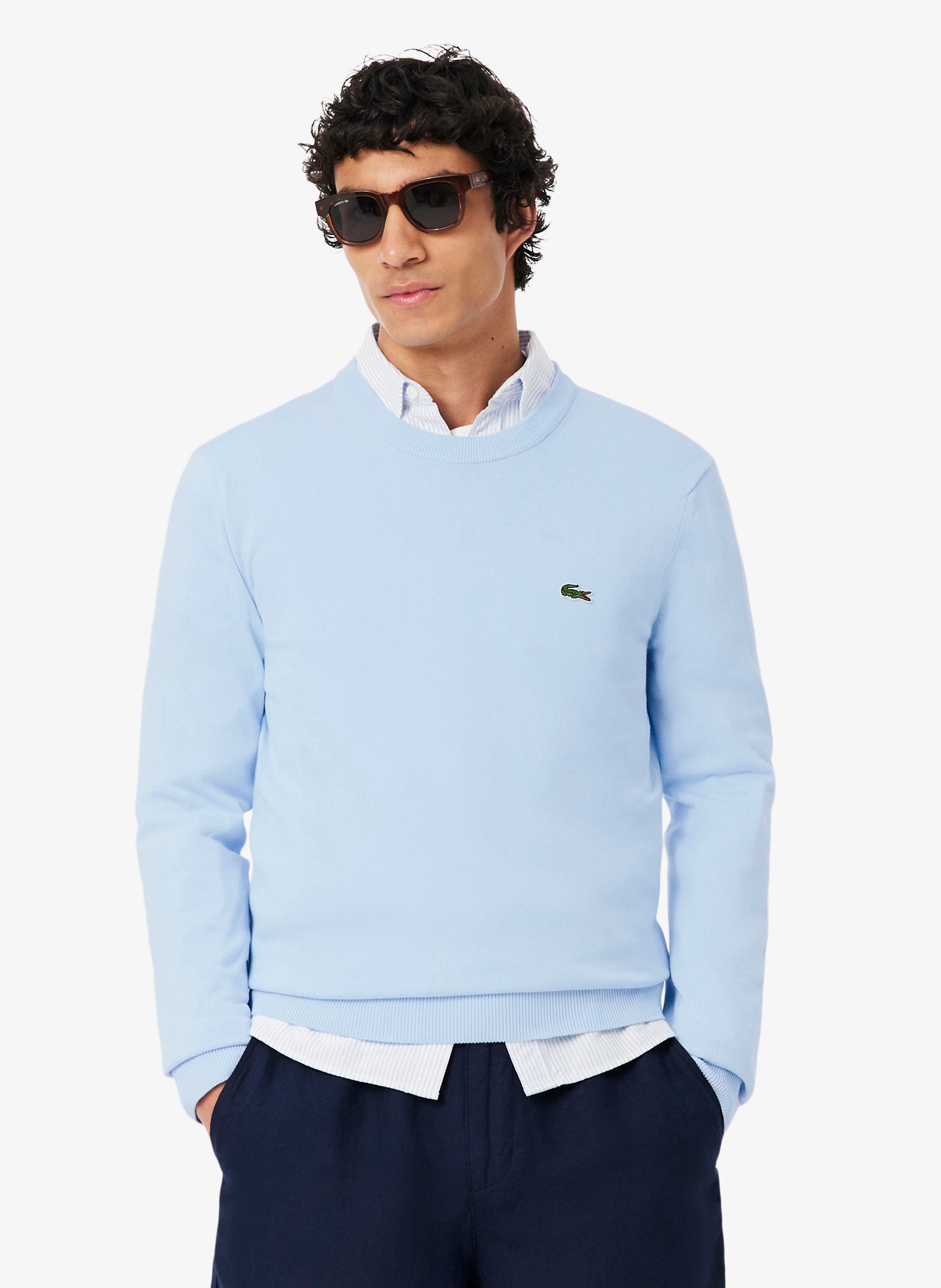 Pull col rond regular-fit en coton  LACOSTE