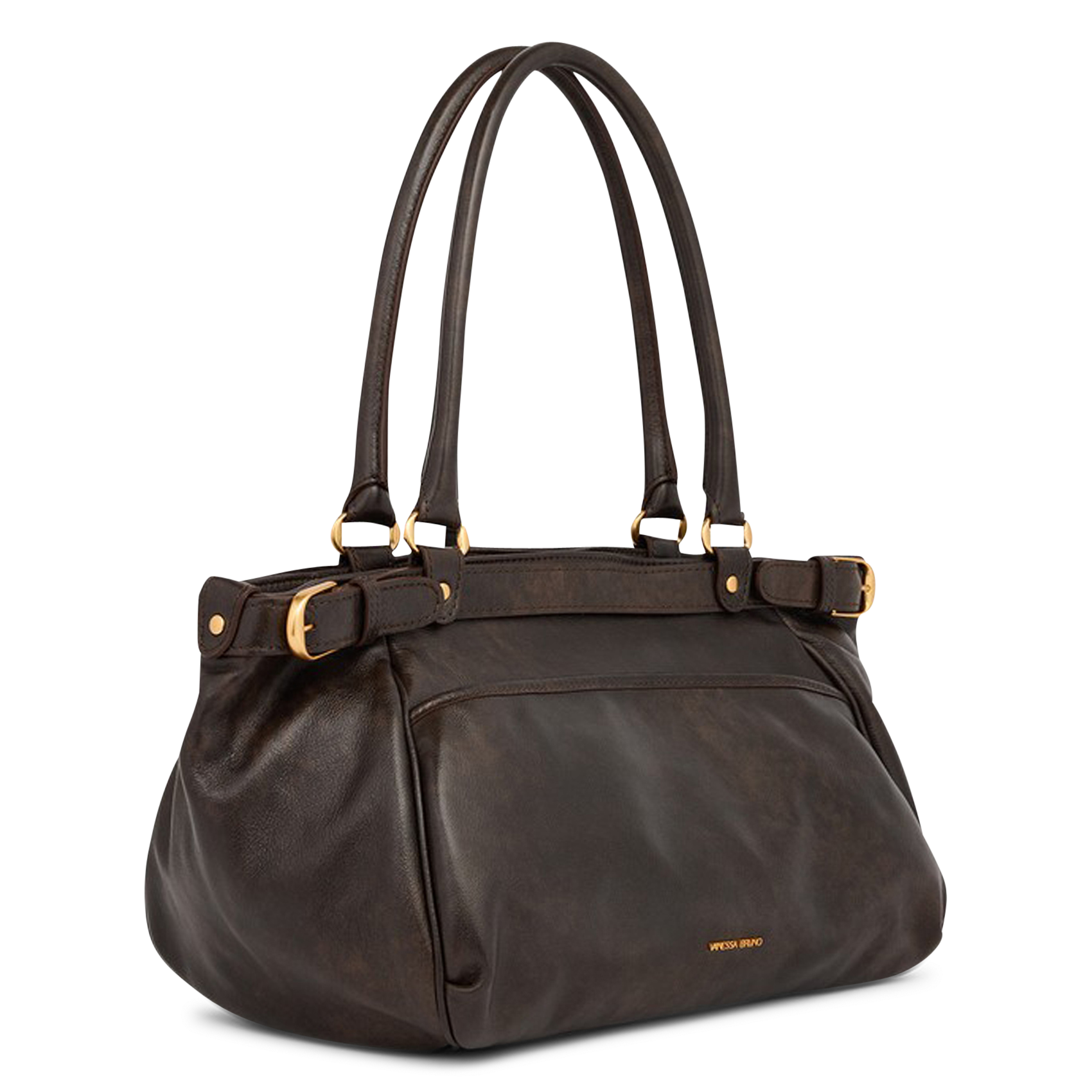 Leather shoulder bag VANESSA BRUNO Brown