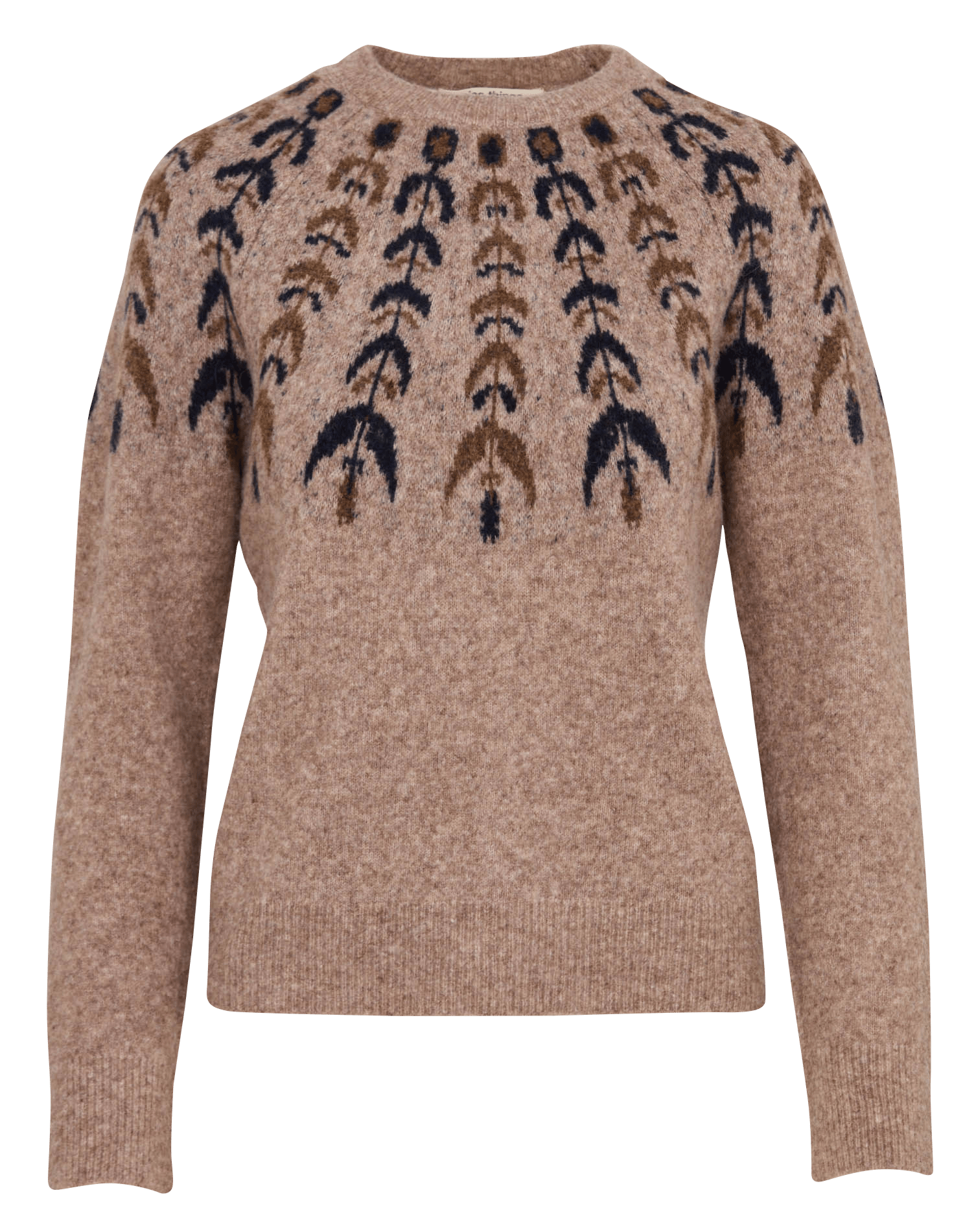 Gerade geschnittener Jacquard-Pullover aus einer Wollmischung NICE THINGS Beige