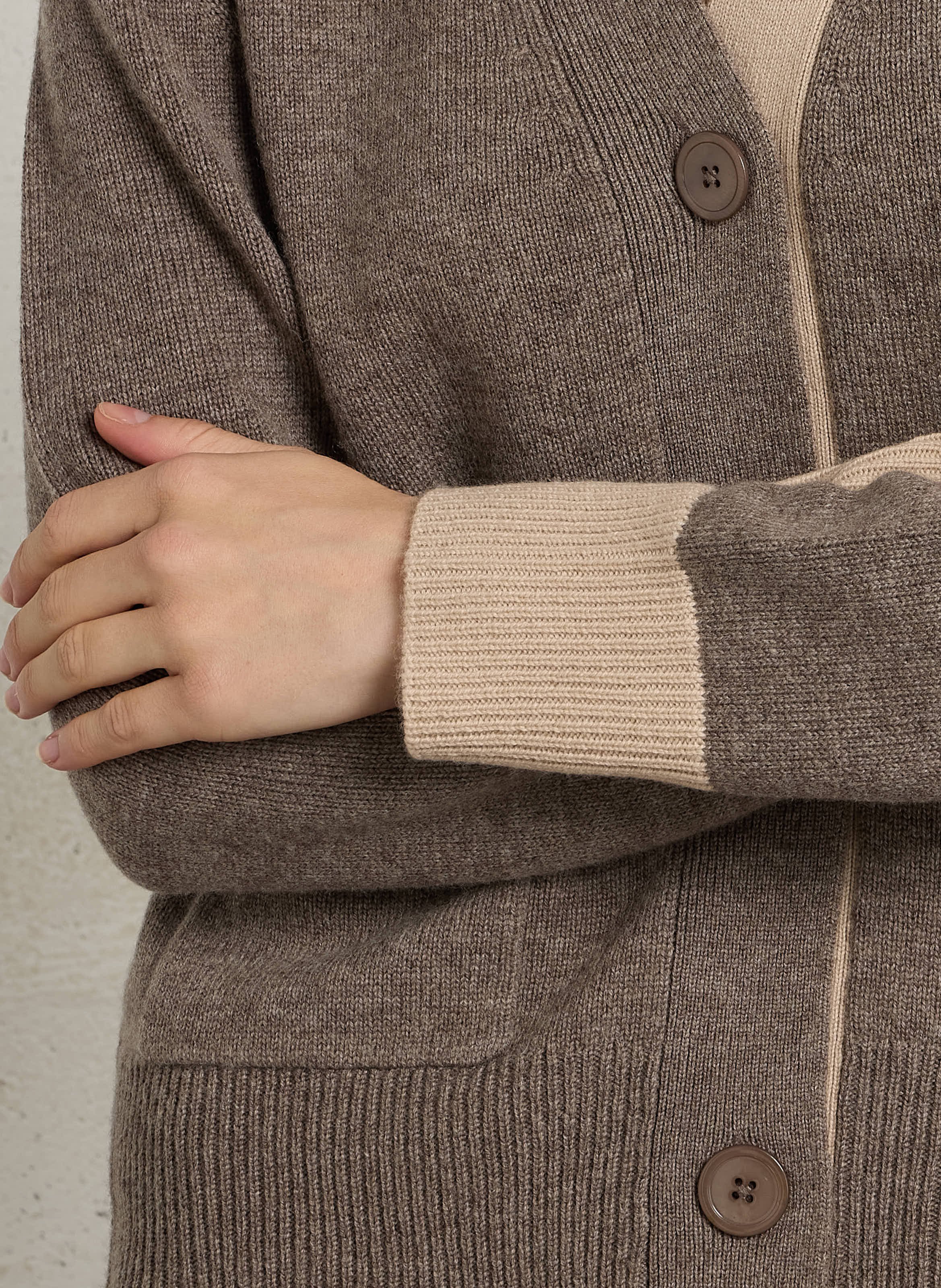 Straight wool and cashmere cardigan MAJESTIC FILATURES Multicolored