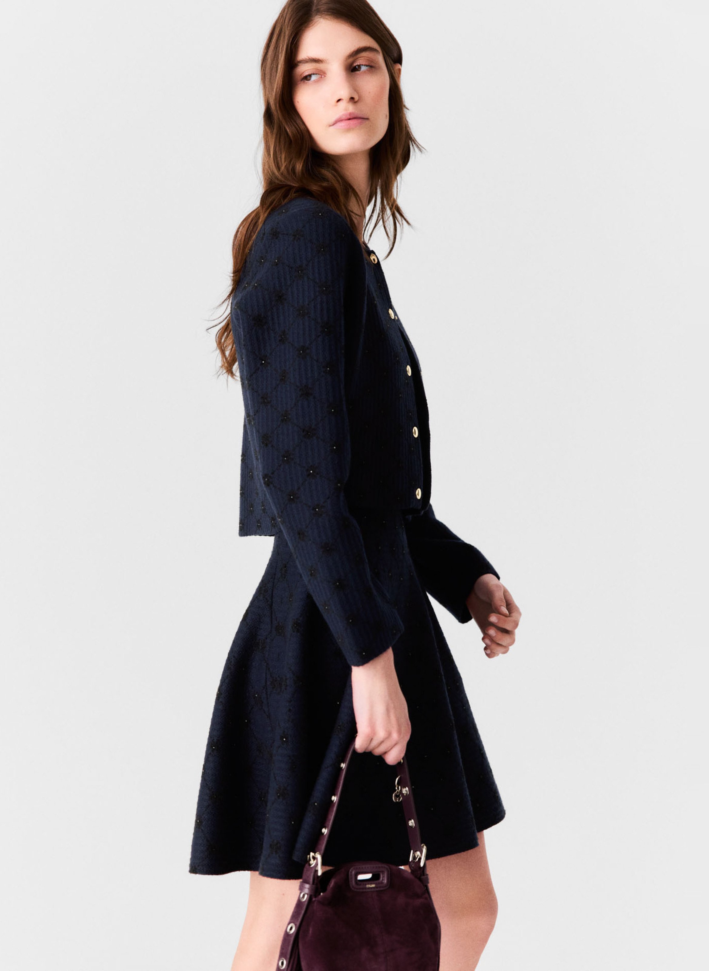 Straight round neck cardigan MAJE Blue