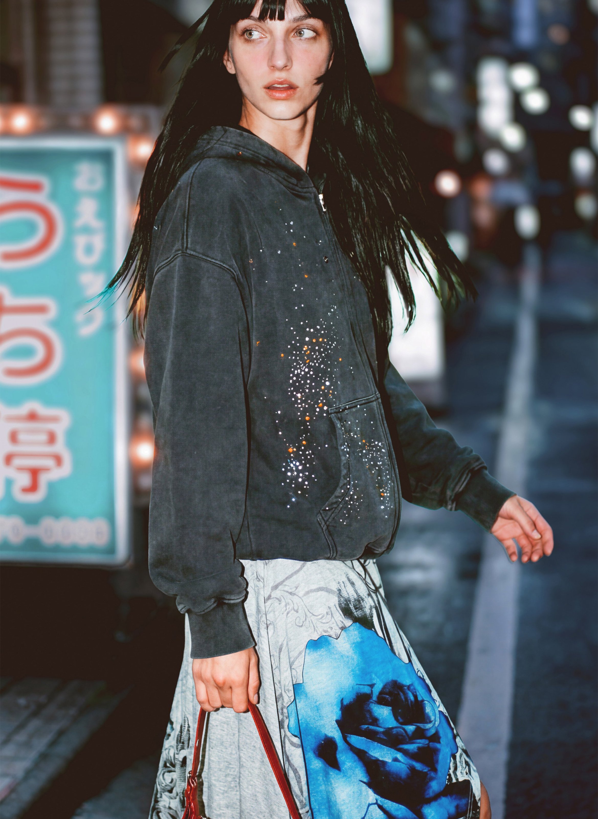 Sweat ample à capuche avec strass DESIGUAL Noir