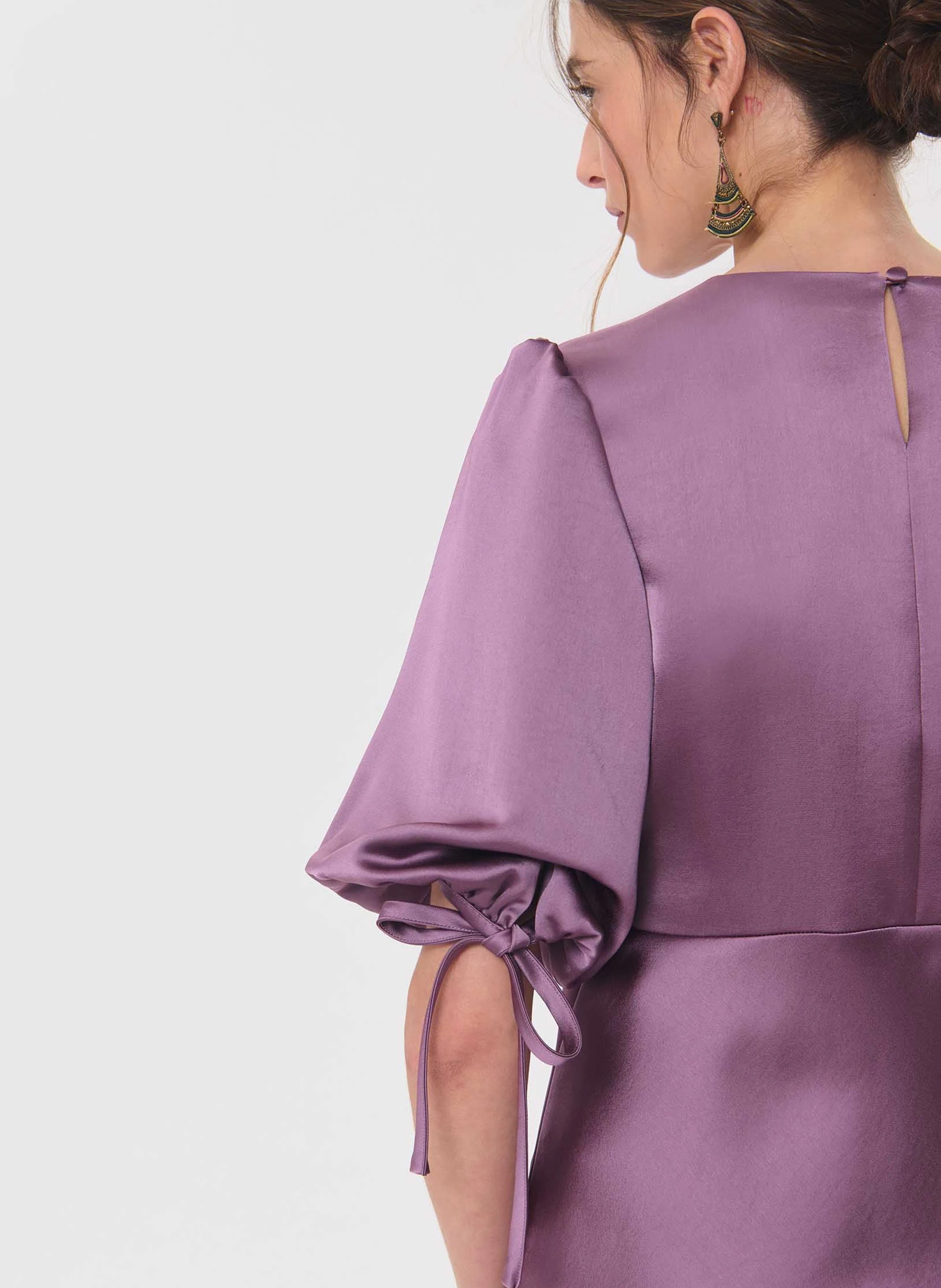 Long plain round-neck dress | Purple TARA JARMON Women
