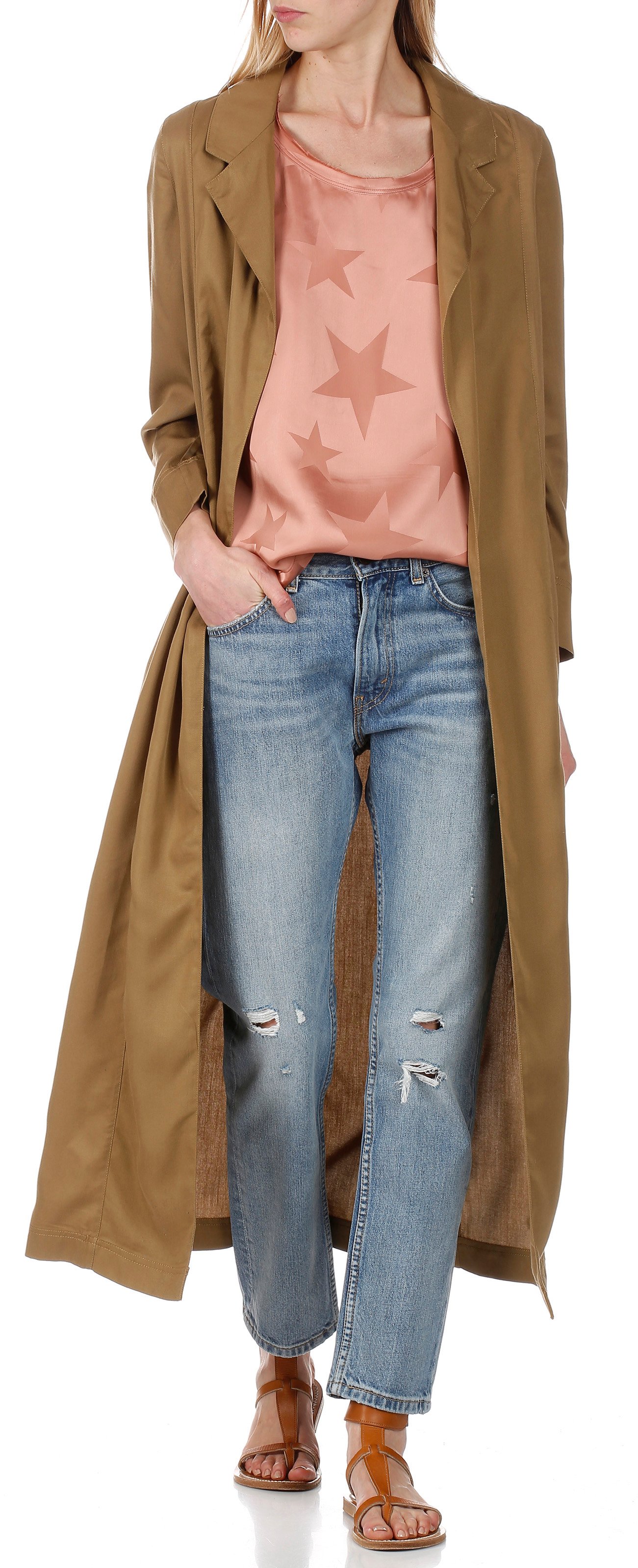 Trench long fluide ceinturé Qorum SWILDENS Kaki