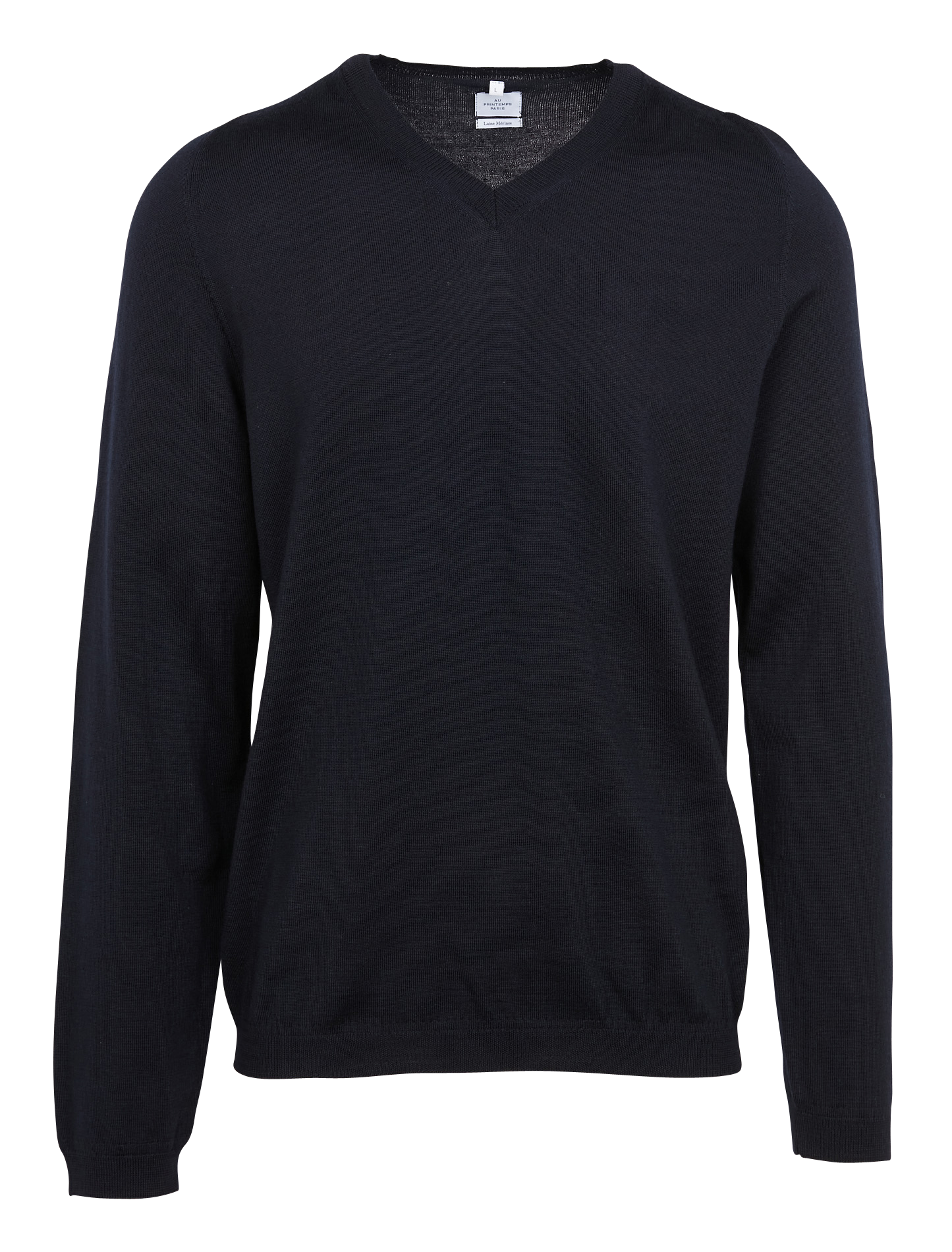 Regular-fit V-neck merino wool sweater AU PRINTEMPS PARIS Blue