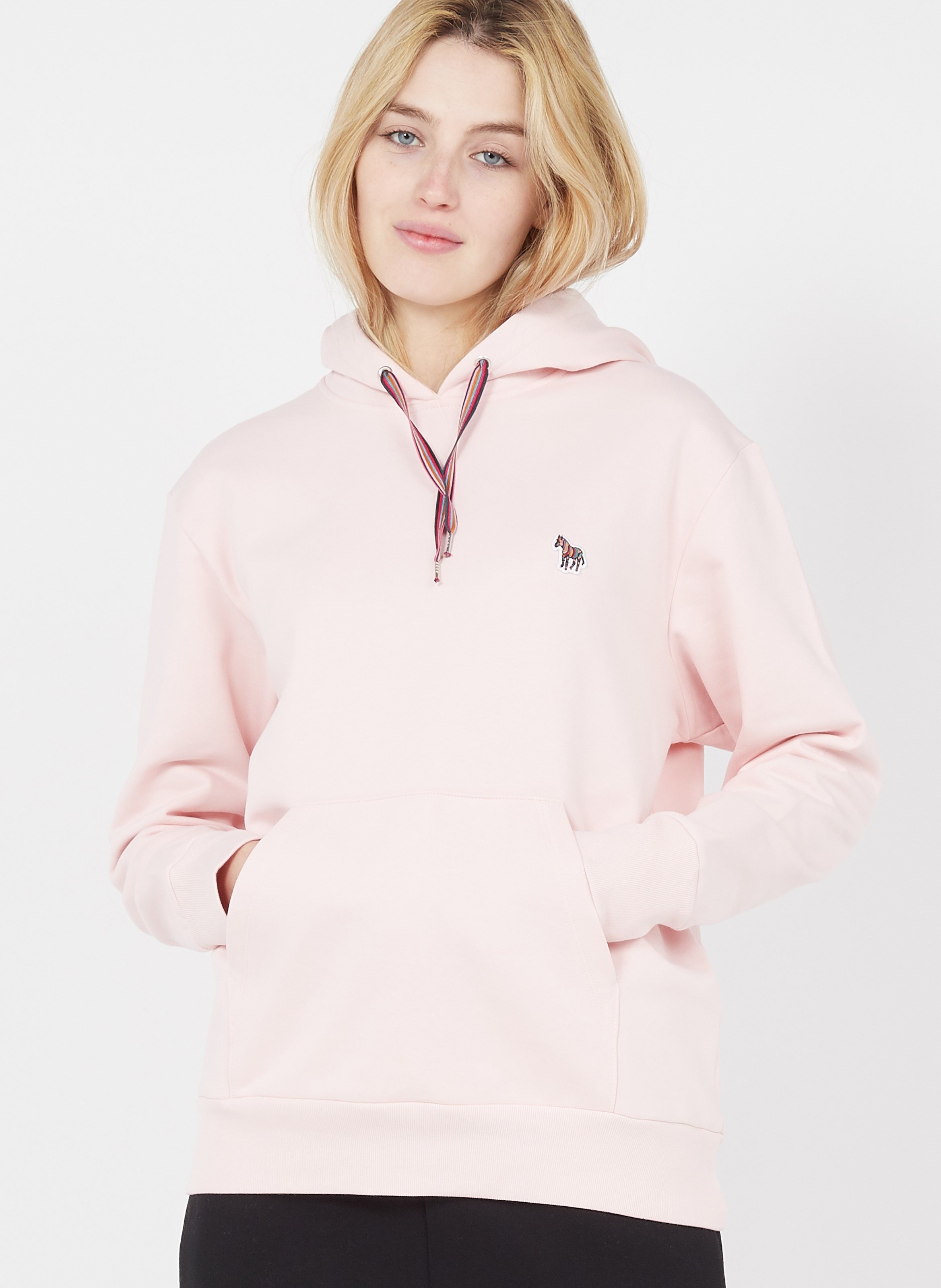 Embroidered Organic Cotton Hoodie Powder Pink Paul Smith - Women | Place  des Tendances