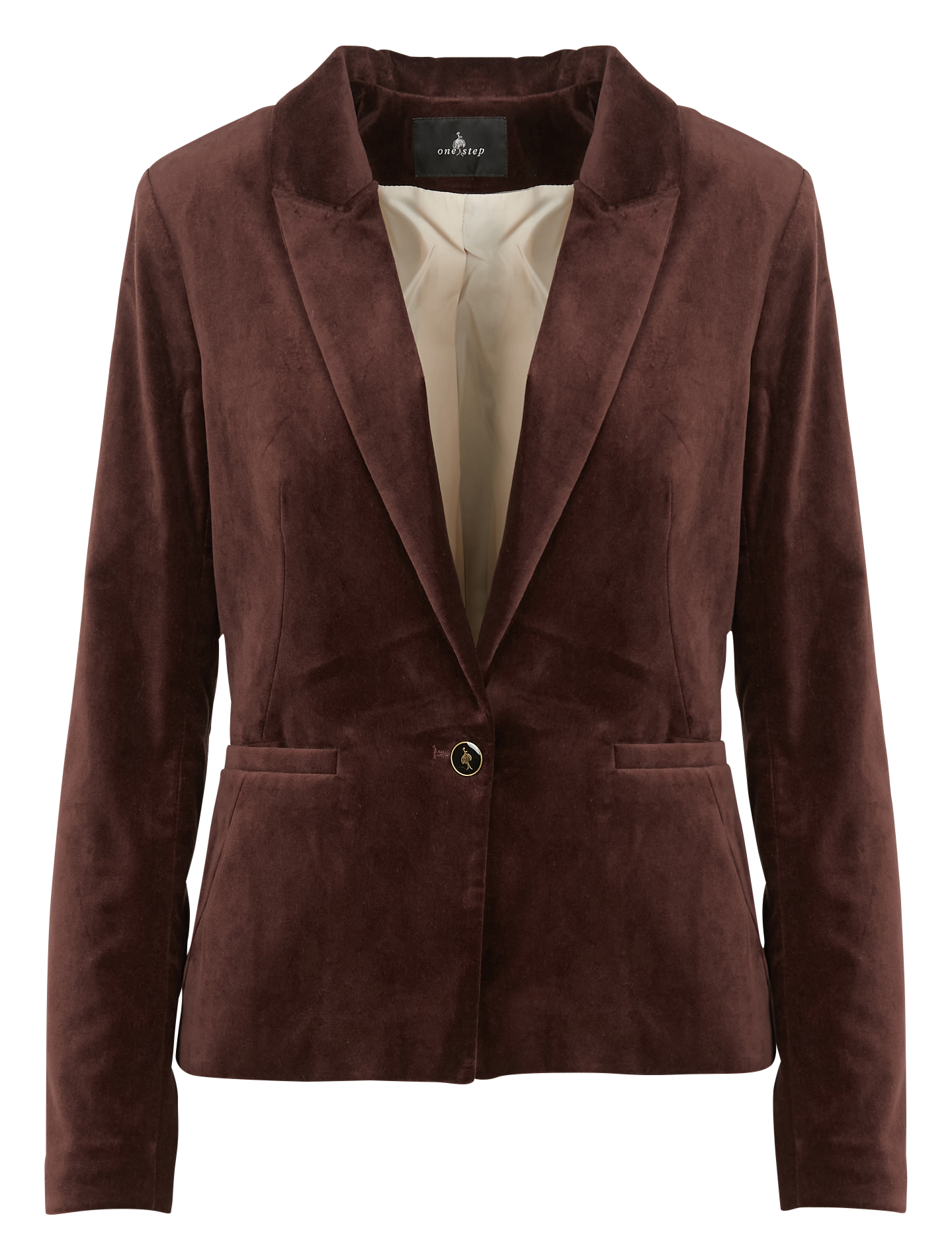 Cotton Velvet Jacket With Shawl Collar Violet Burgundy One Step Women Place des Tendances