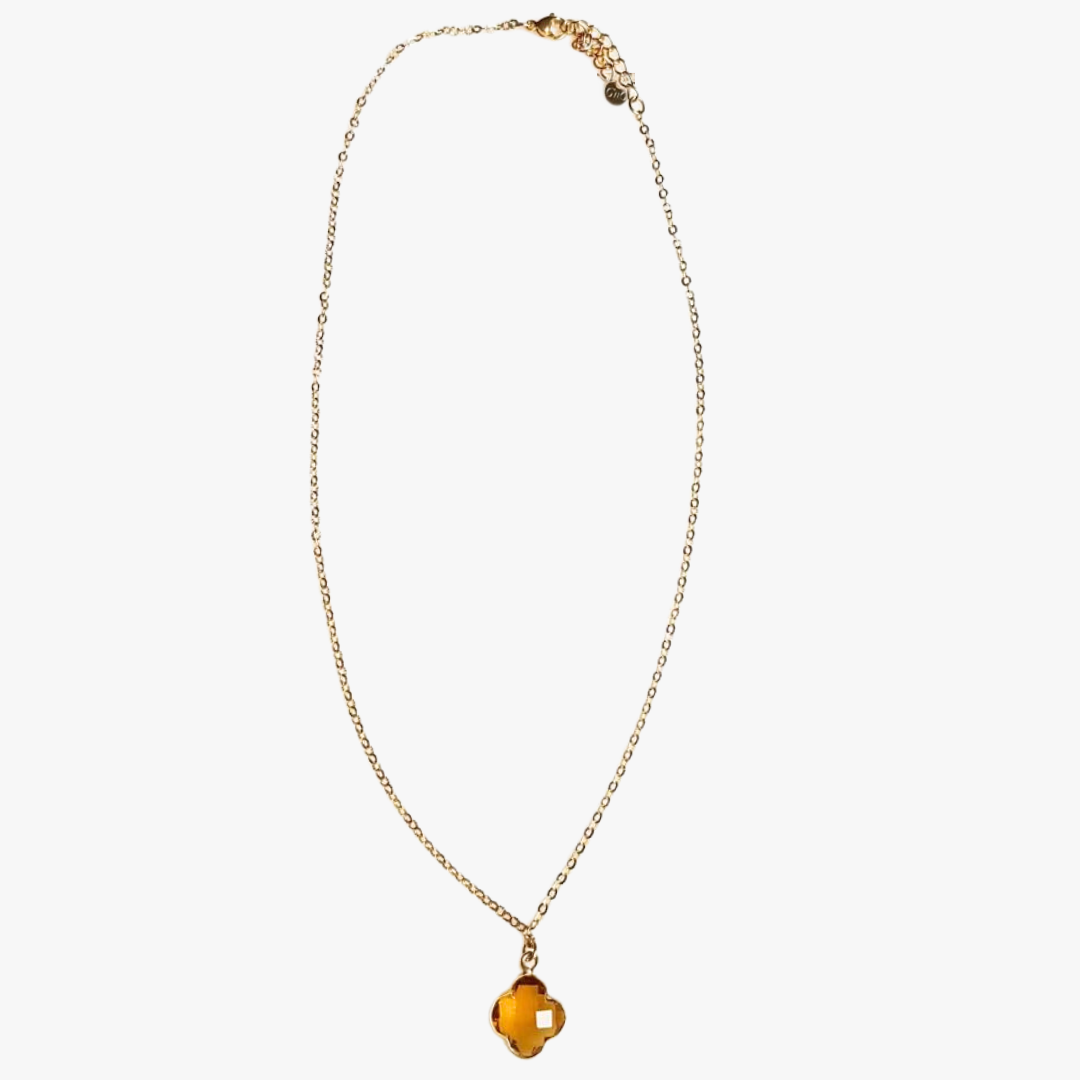 Citrine clover necklace GINANDGER Yellow