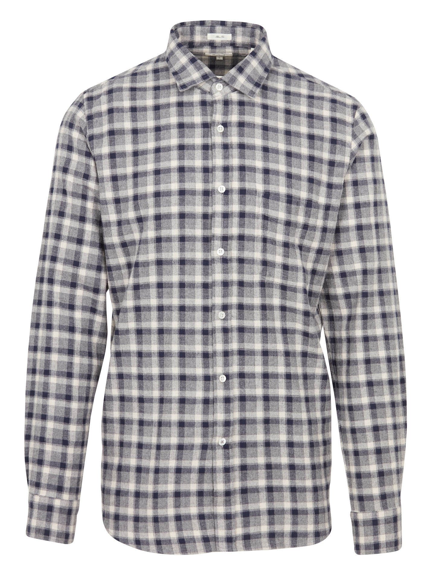 Chemise col classique à carreaux en coton HARTFORD Gris