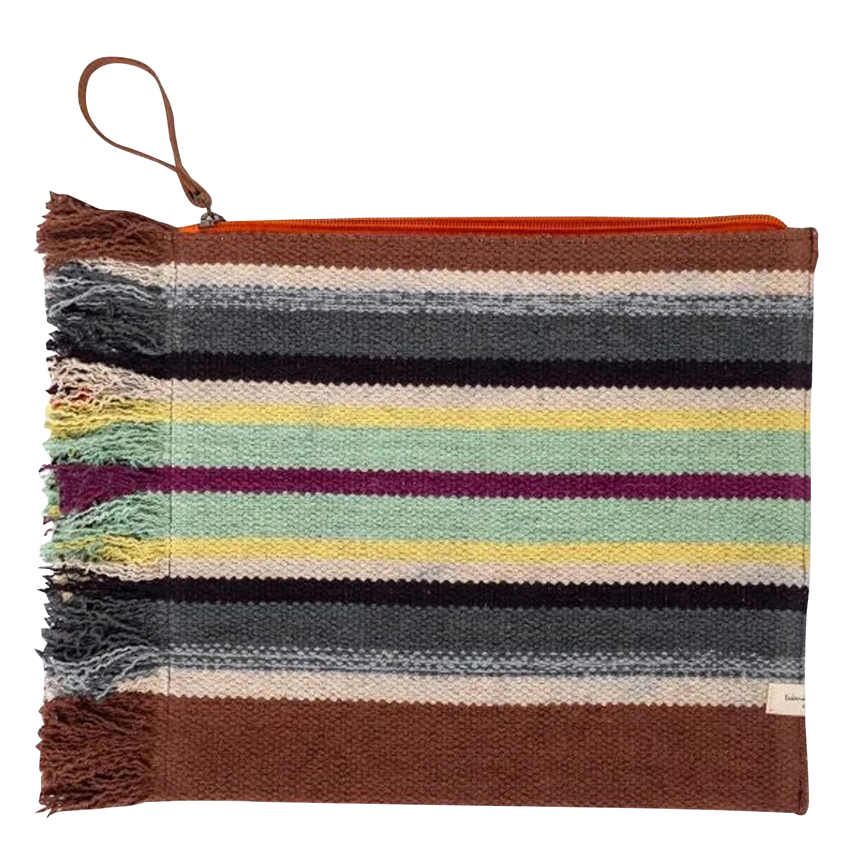 Striped fringed cotton clutch BED AND PHILOSOPHY Multicolored