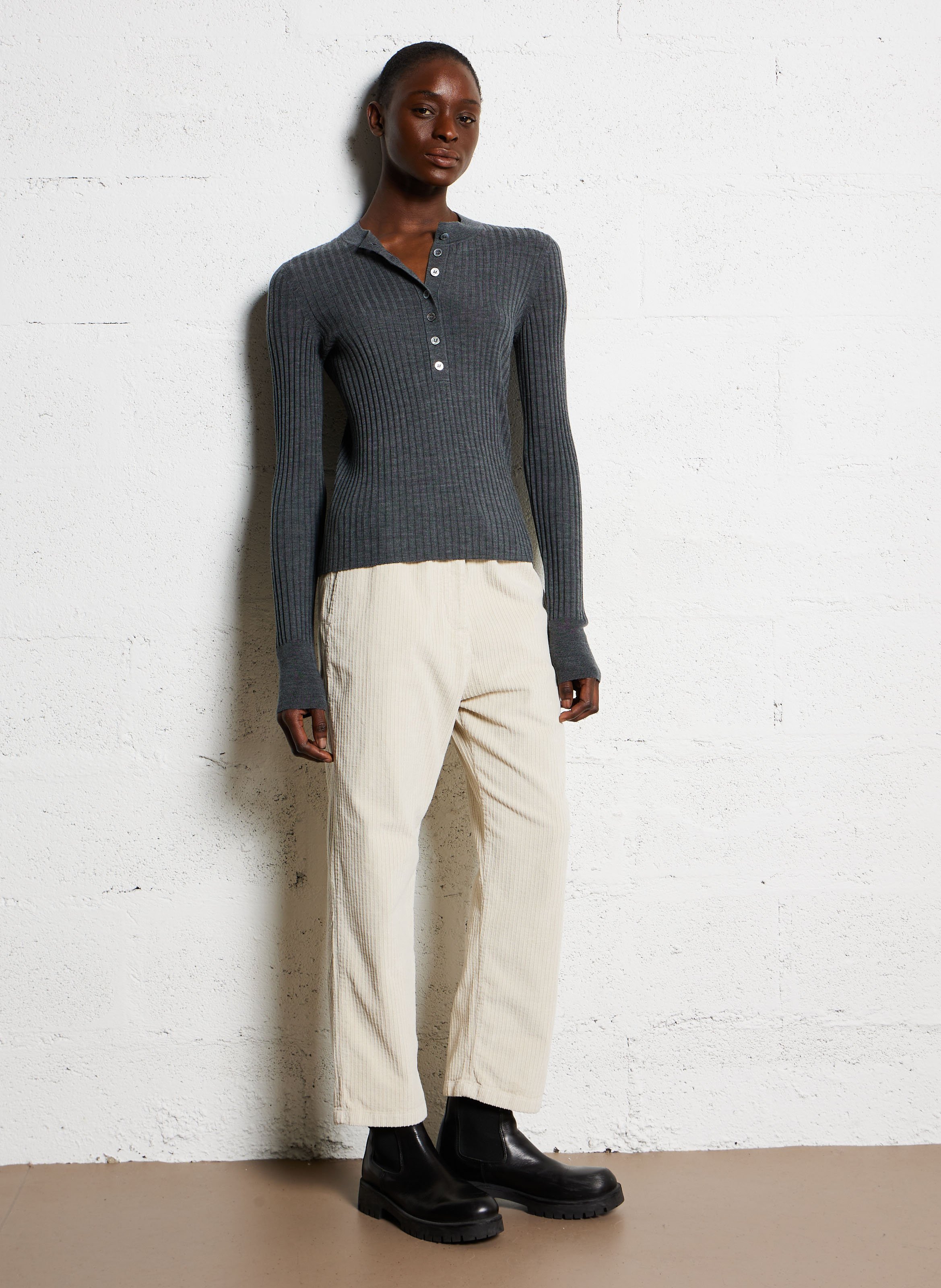 Pantalon droit en coton MASSCOB Beige