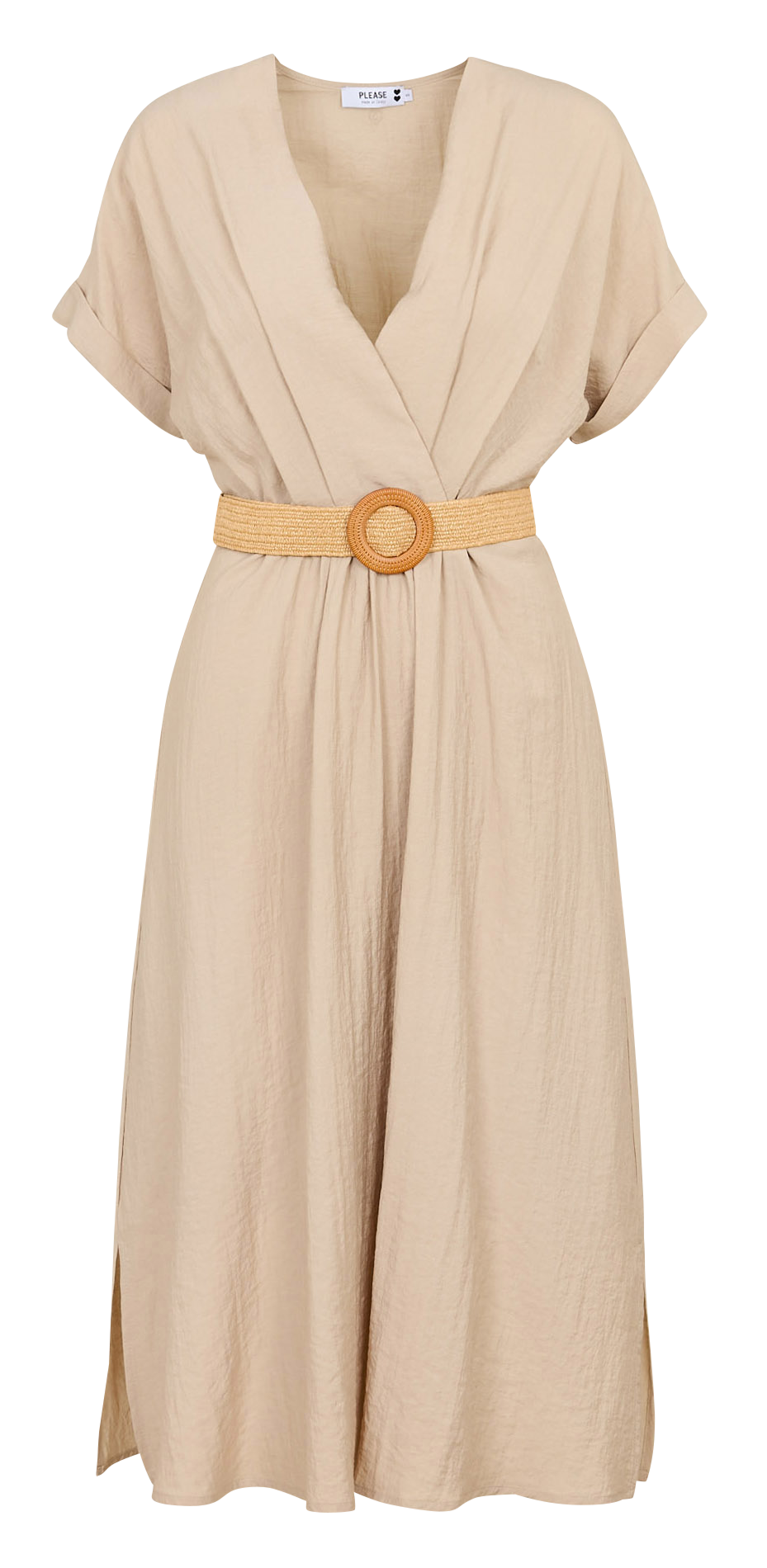Kurzkleid mit V-Ausschnitt PLEASE Beige