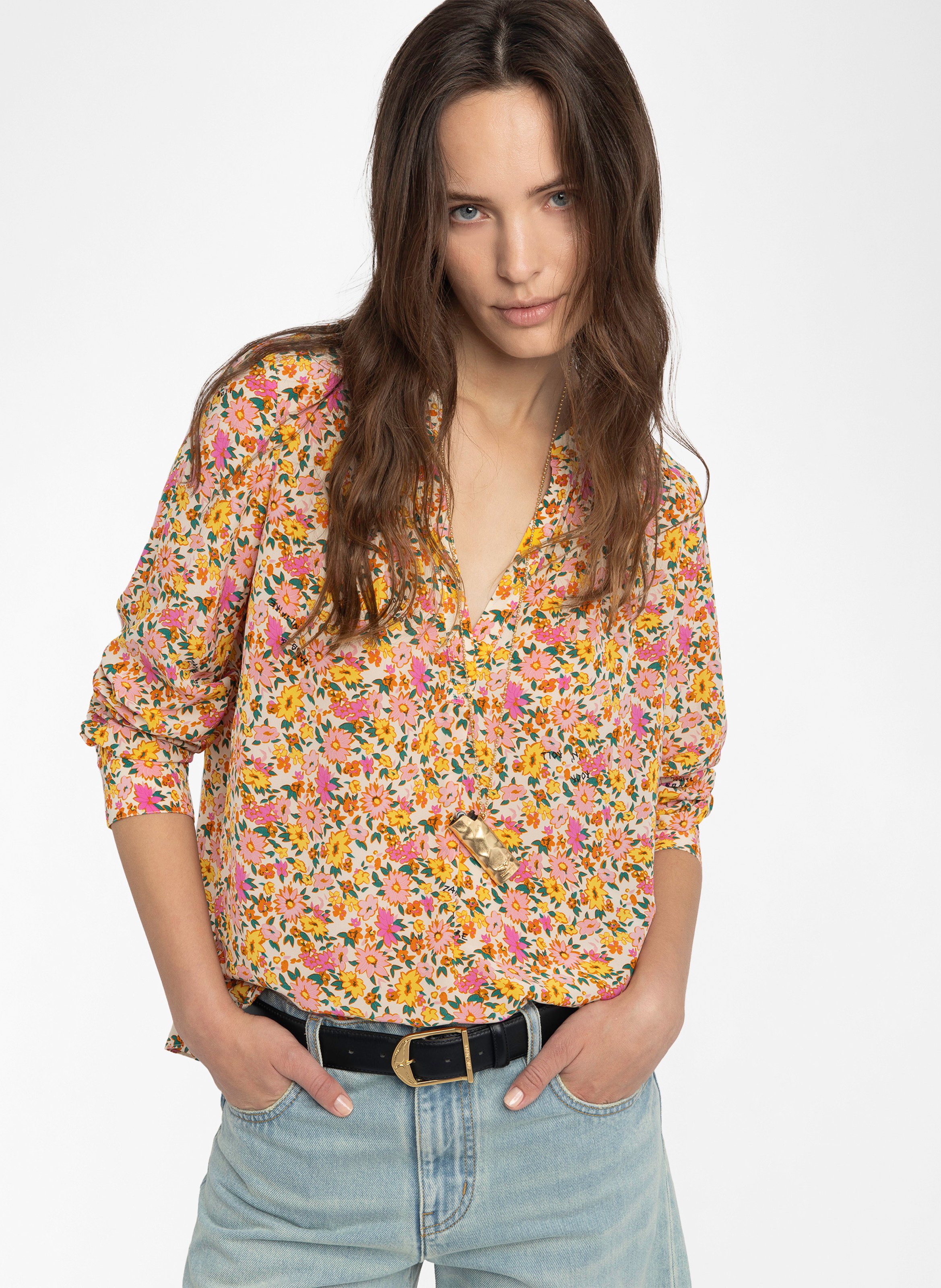 Camicia dritta in viscosa stampata ZADIG&VOLTAIRE Bianco