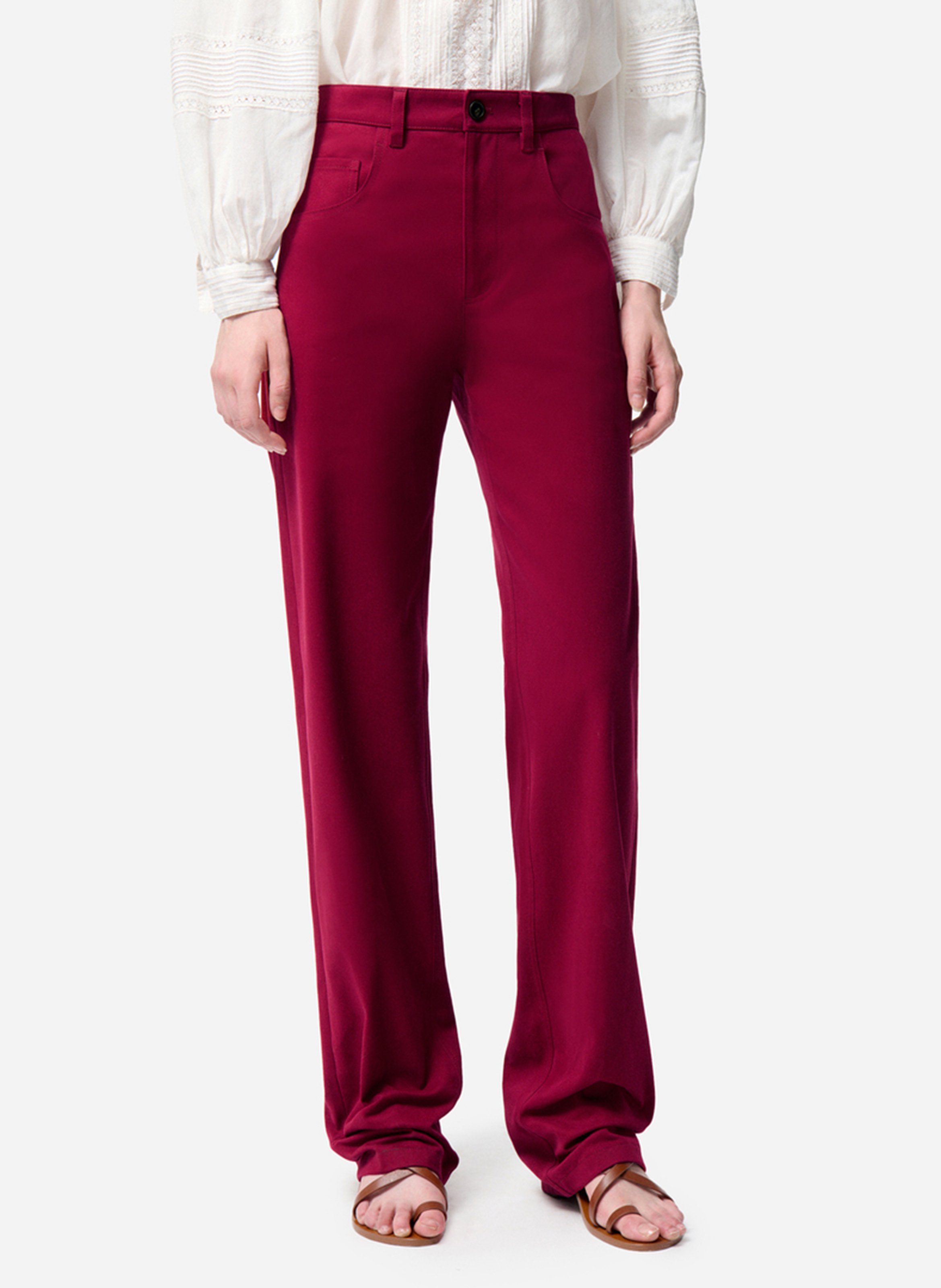 Straight-leg organic cotton-blend pants VANESSA BRUNO Red