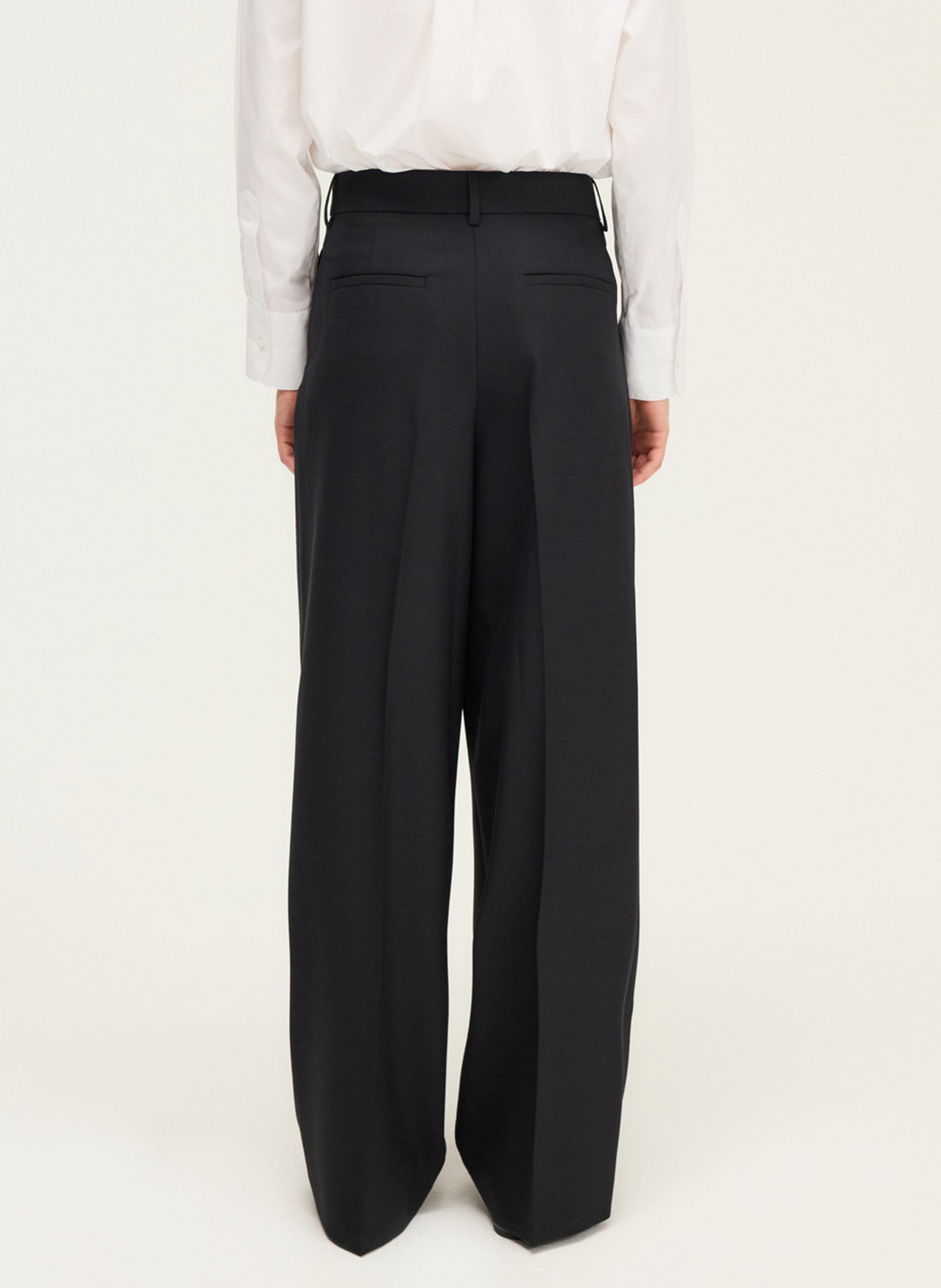 Pantalon large en laine mélangée PABLO Noir