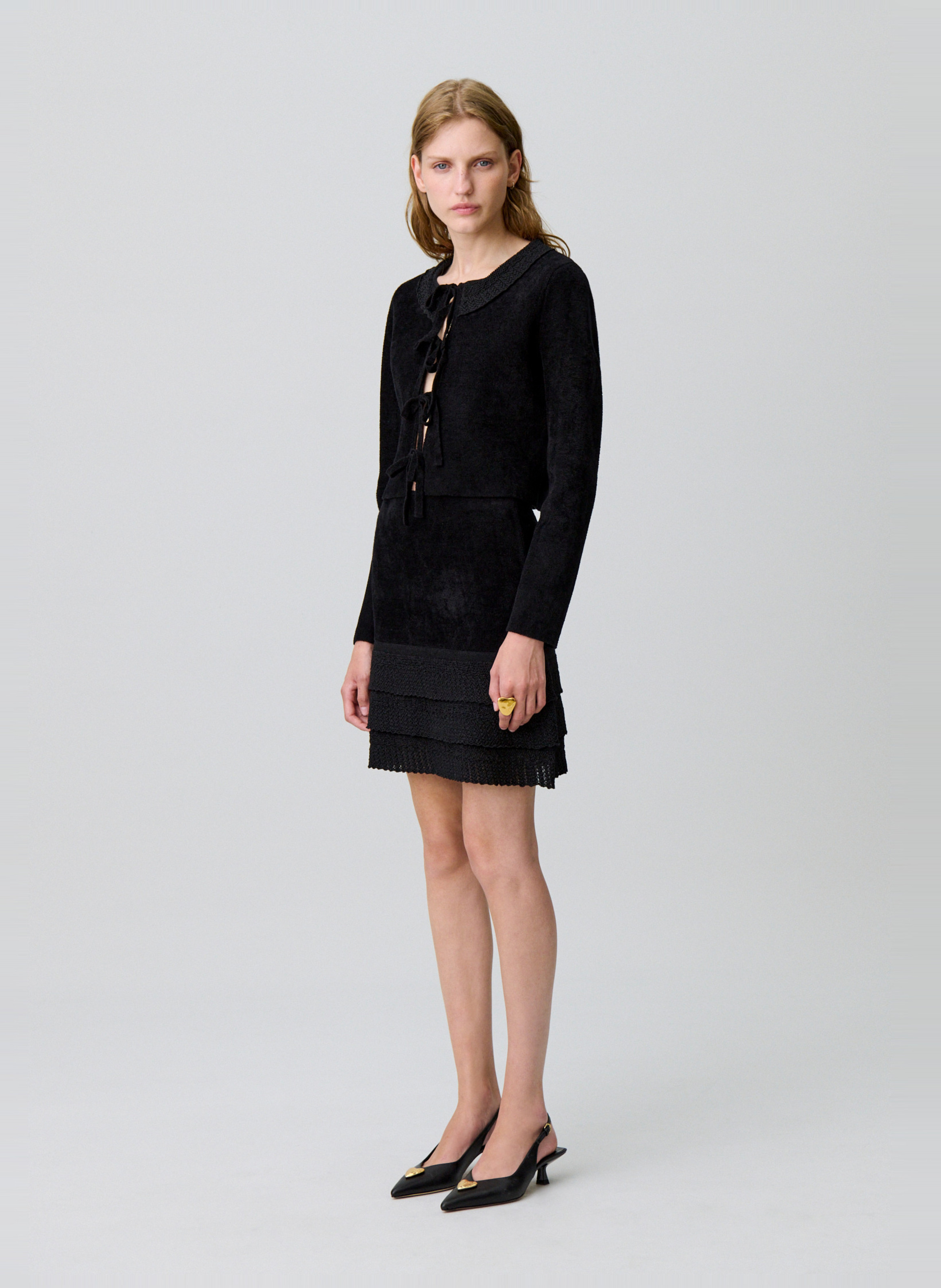 Korte rok van fluweelachtige stof CLAUDIE PIERLOT Zwart