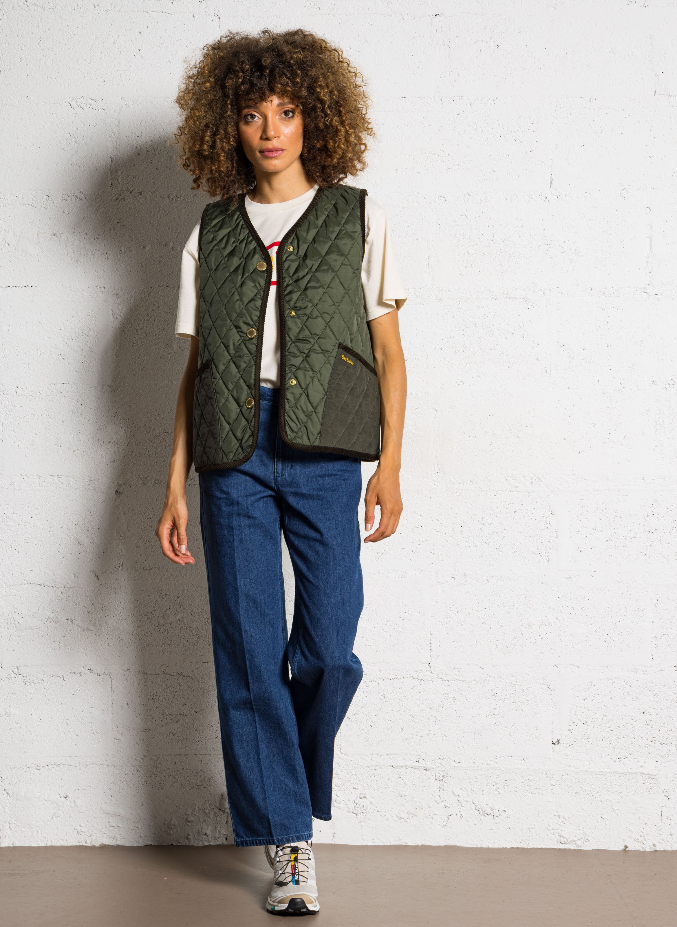 Veste oversize matelassée col V  BARBOUR Kaki