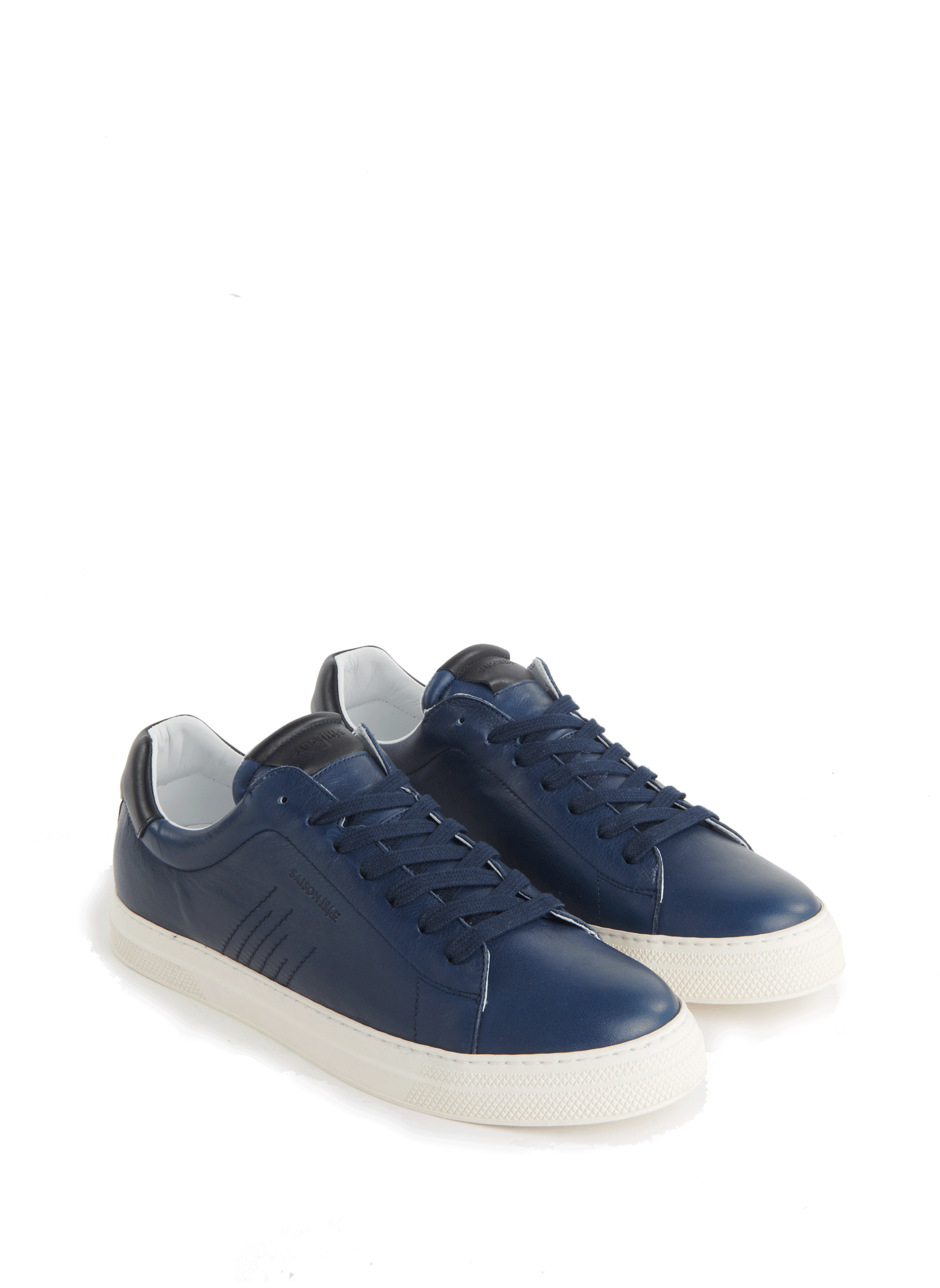 Plain low leather trainers SAISON 1865 Blue