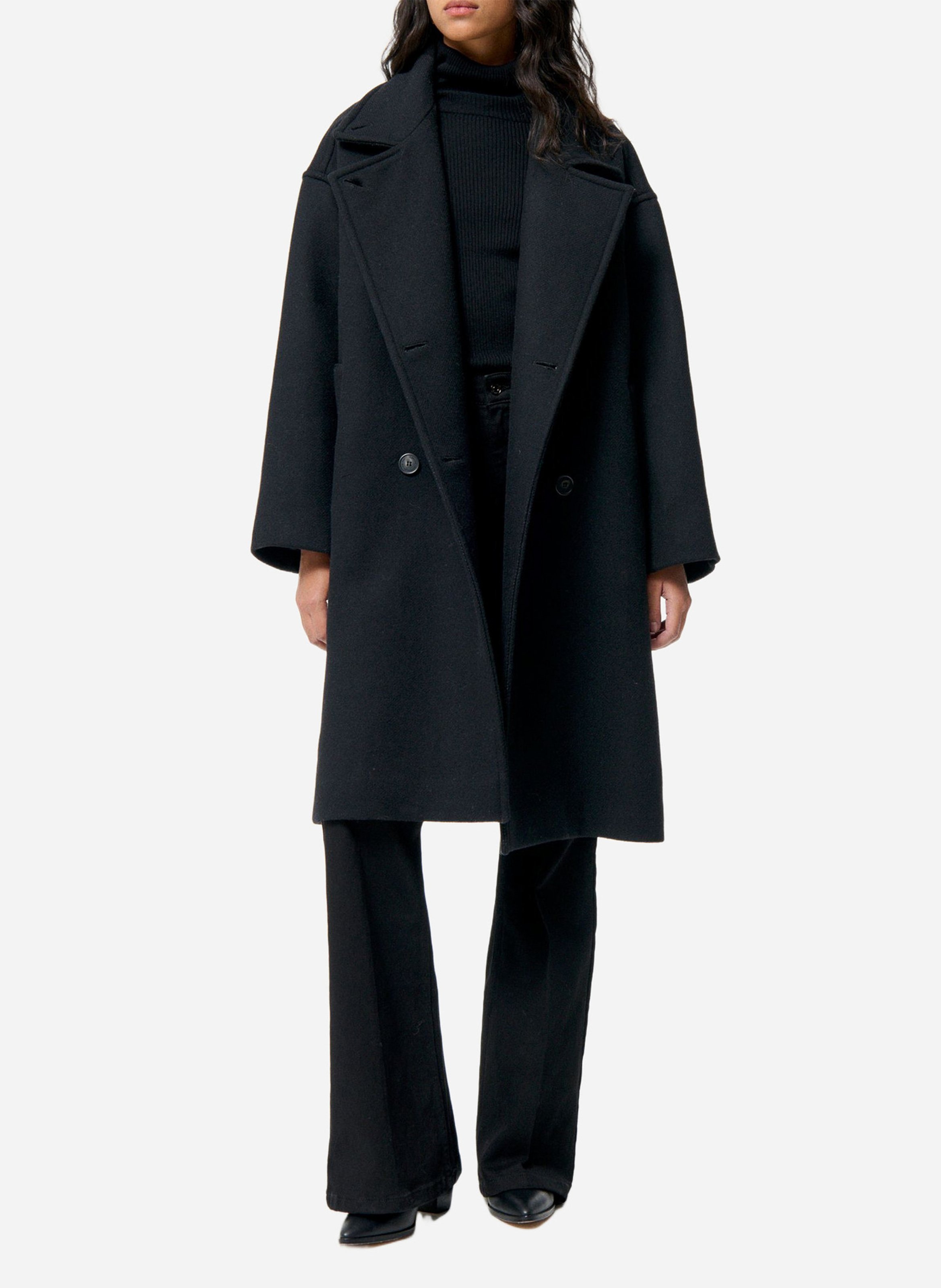 Oversized jas van wolmix met opstaande kraag VANESSA BRUNO Zwart