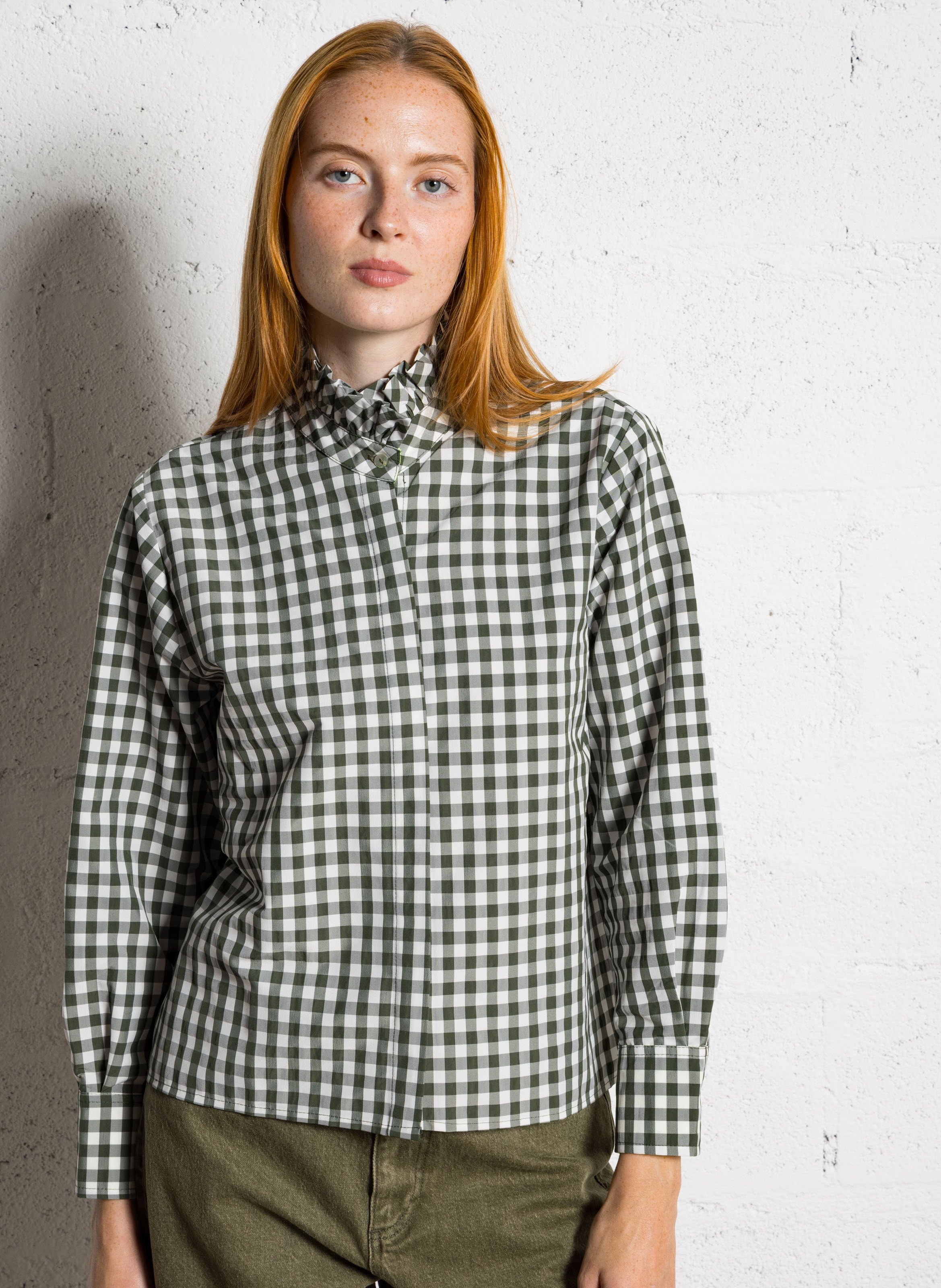 Chemise droite à carreaux en coton  DR BLOOM Marron