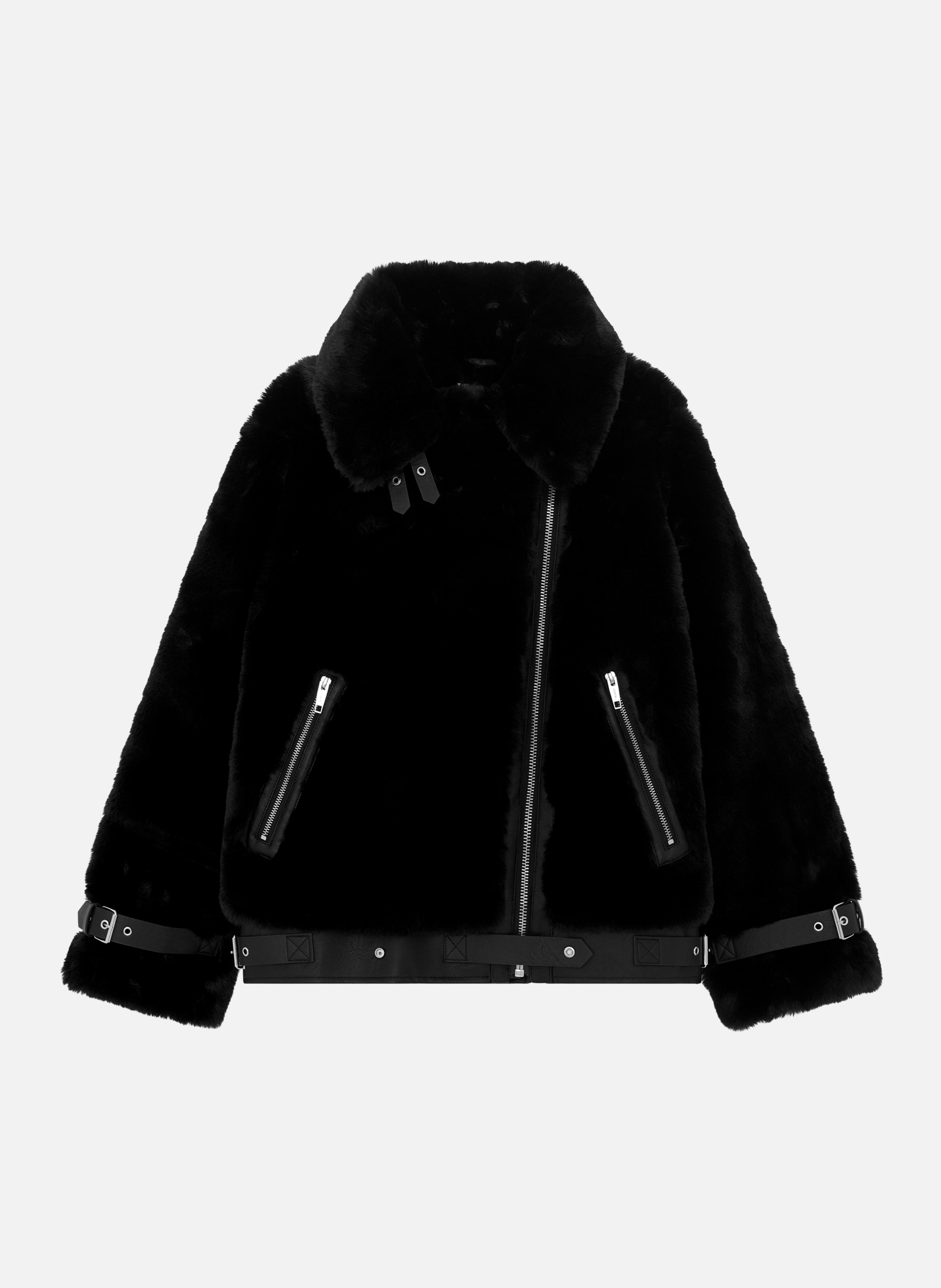 Faux fur aviator jacket Black