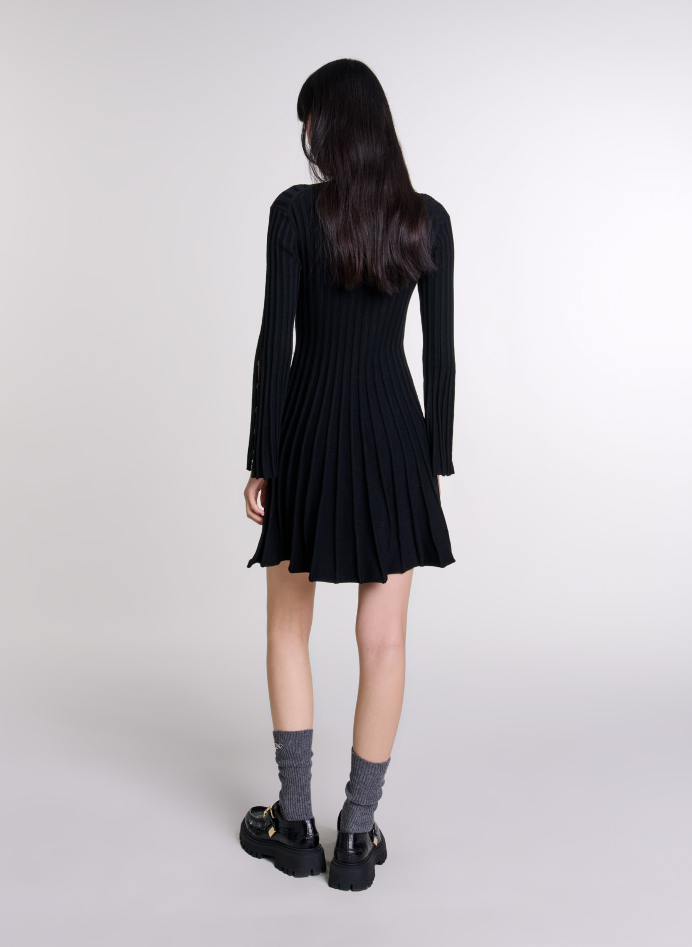 Robe courte col rond  MAJE Noir