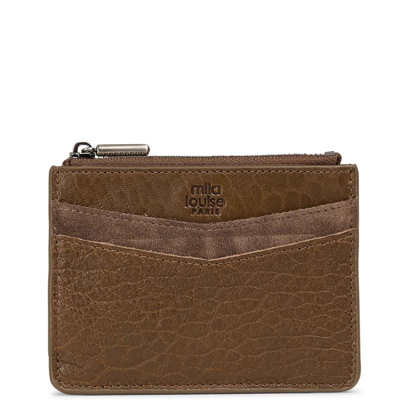 - 100% leer, - 6 kaarthoudersplitten, - 1 centrale zak, - Afmetingen: L10 x H7 cm. MILA LOUISE Kaki