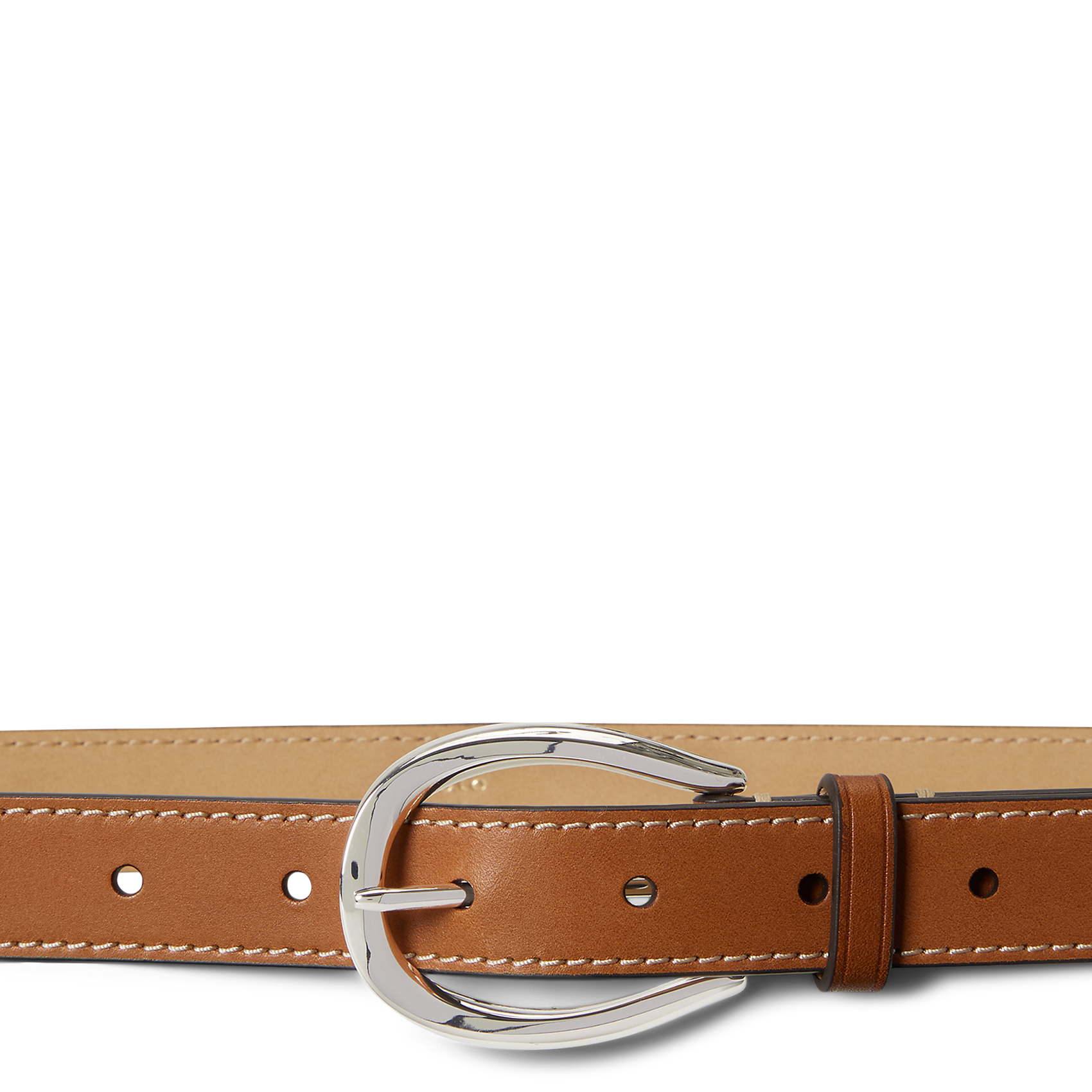 Einfarbiger Ledergürtel mit dekorierter Schnalle POLO RALPH LAUREN Braun