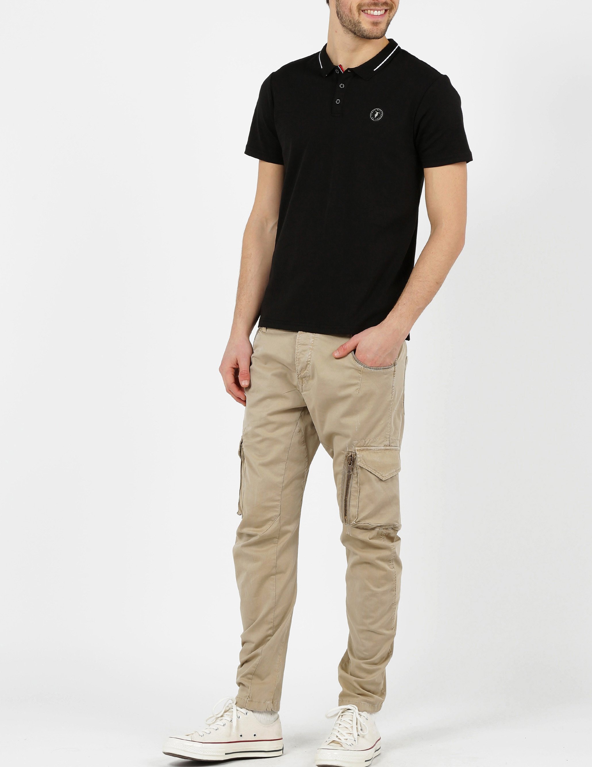 Regular-fit cotton polo shirt LE TEMPS DES CERISES Black