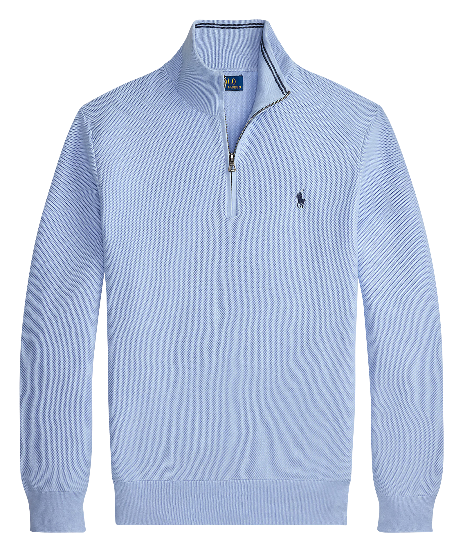 Pull col montant zippé en coton piqué  Office blue