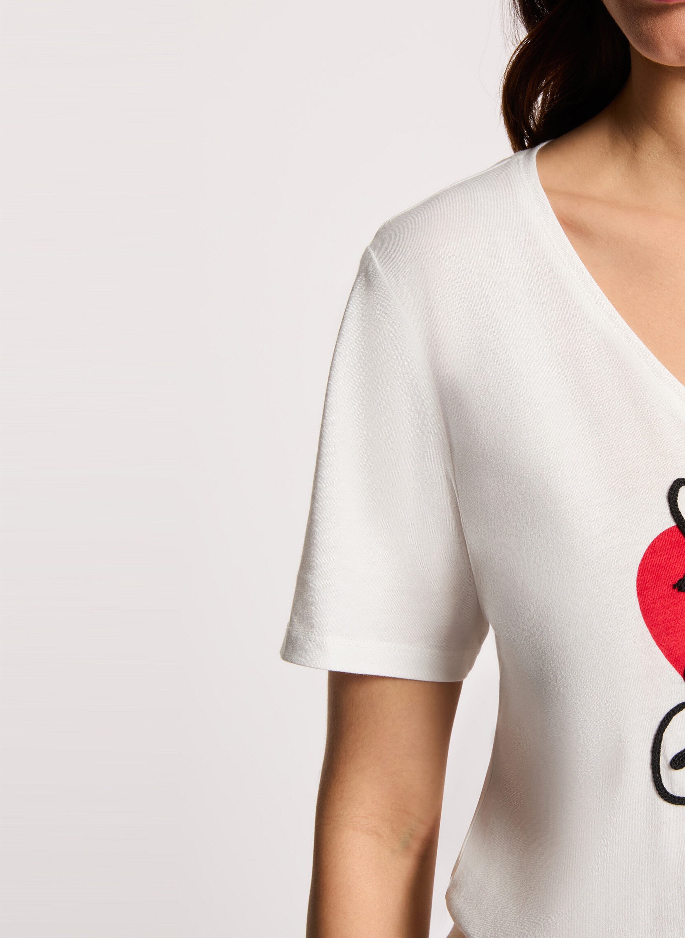 Short-sleeved V-neck T-shirt MORGAN White