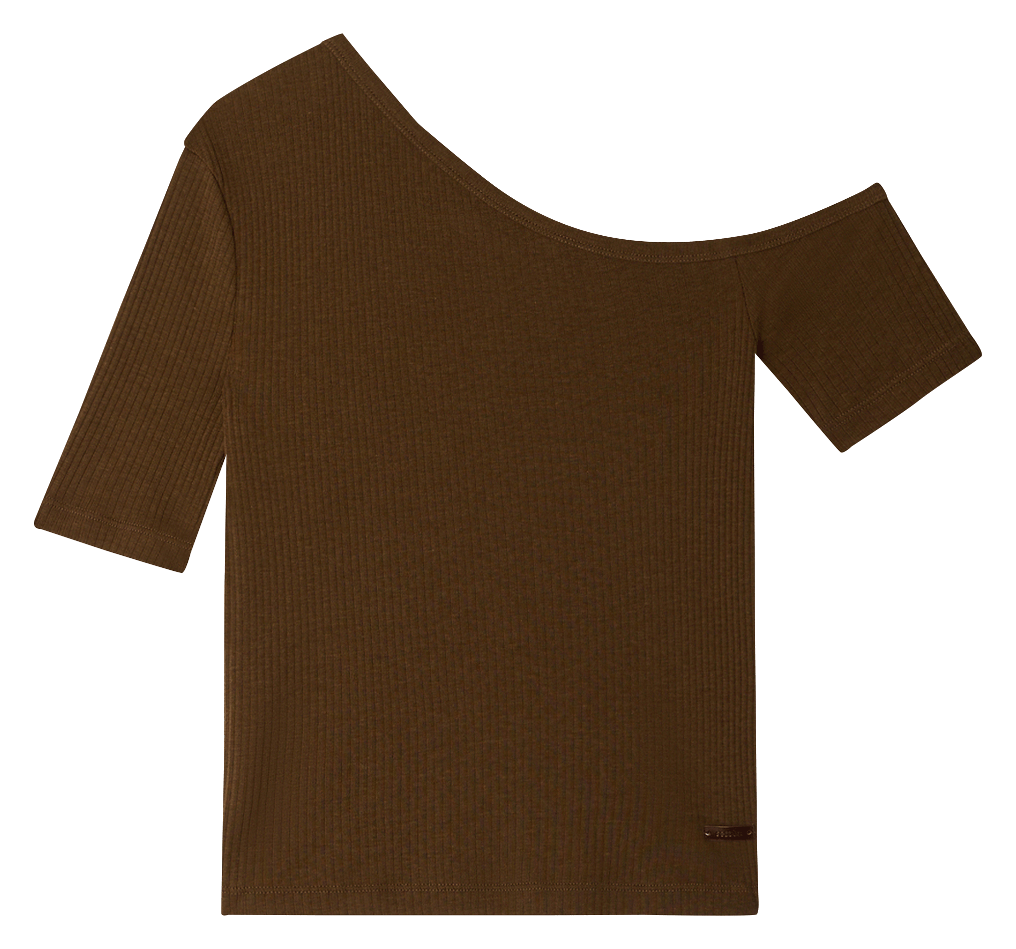 Tee-shirt asymétrique ajusté uni SESSUN Marron