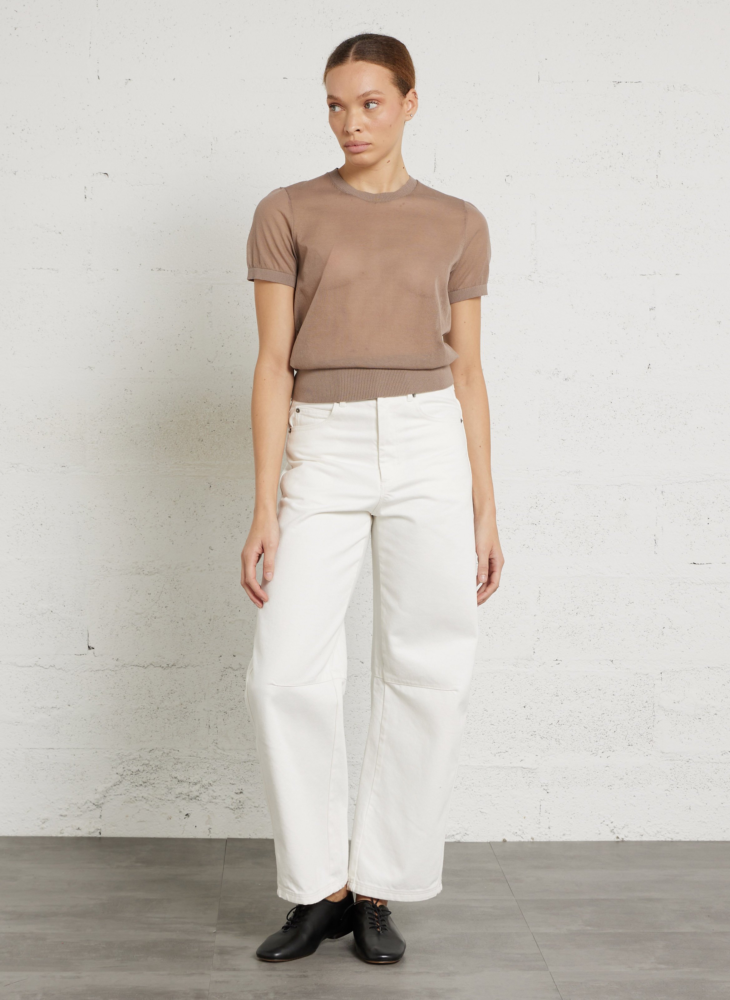 Ärmelloser Pullover mit Schnürung aus Baumwolle und Wolle SOEUR Braun