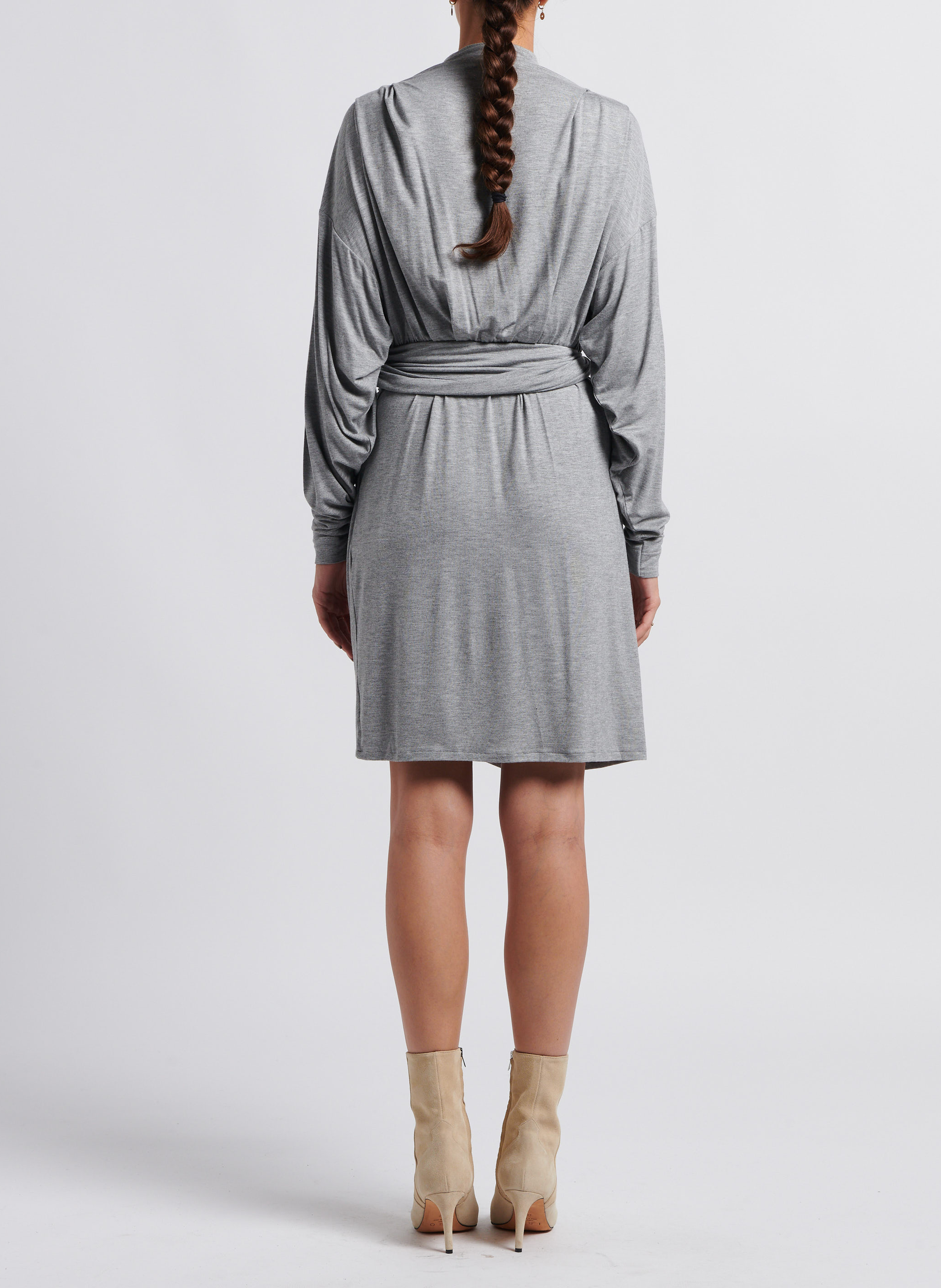 Drapiertes Kurzkleid mit Stehkragen IRO Grau