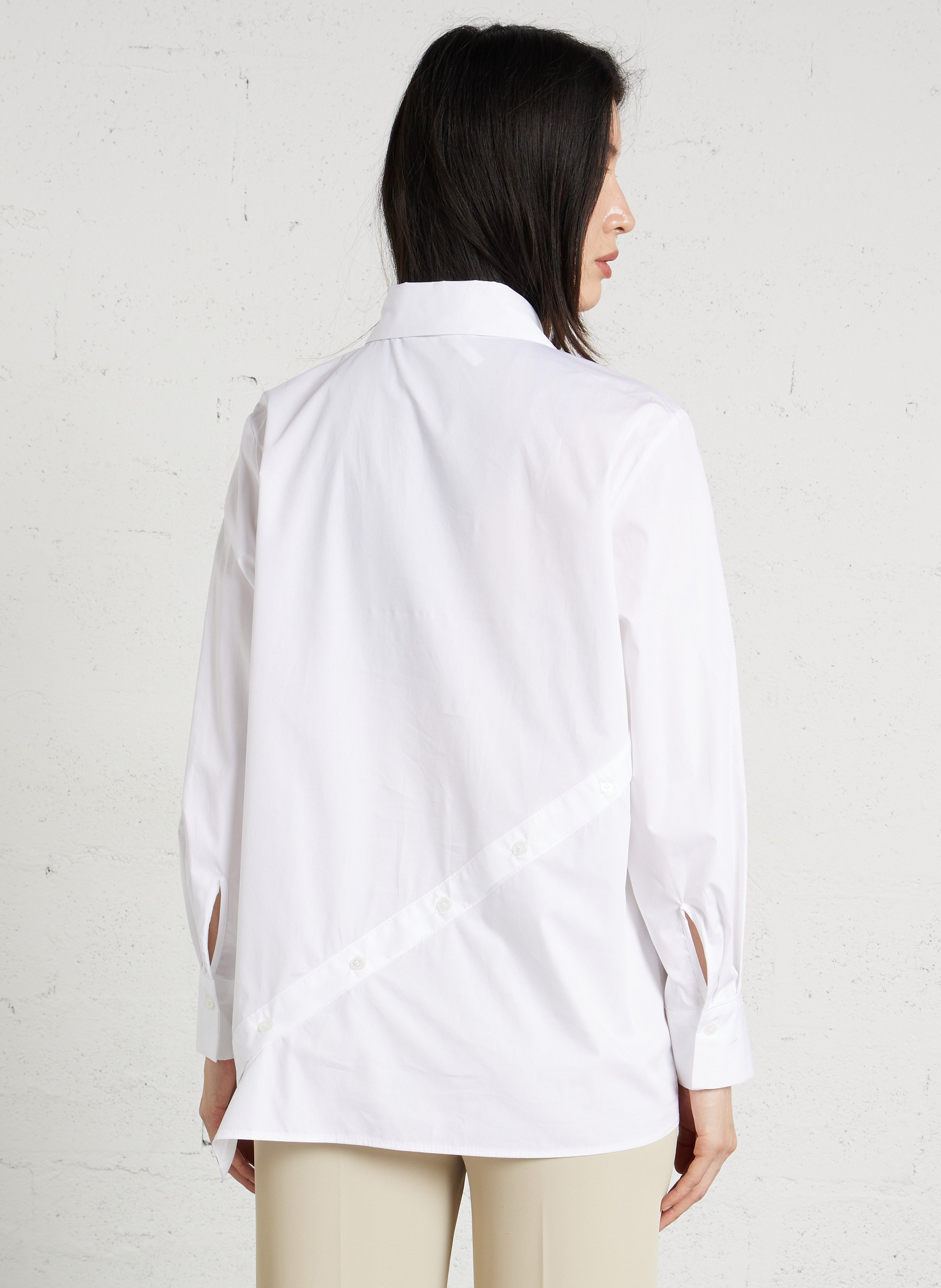 Oversized cotton shirt with classic collar IMPERIAL White
