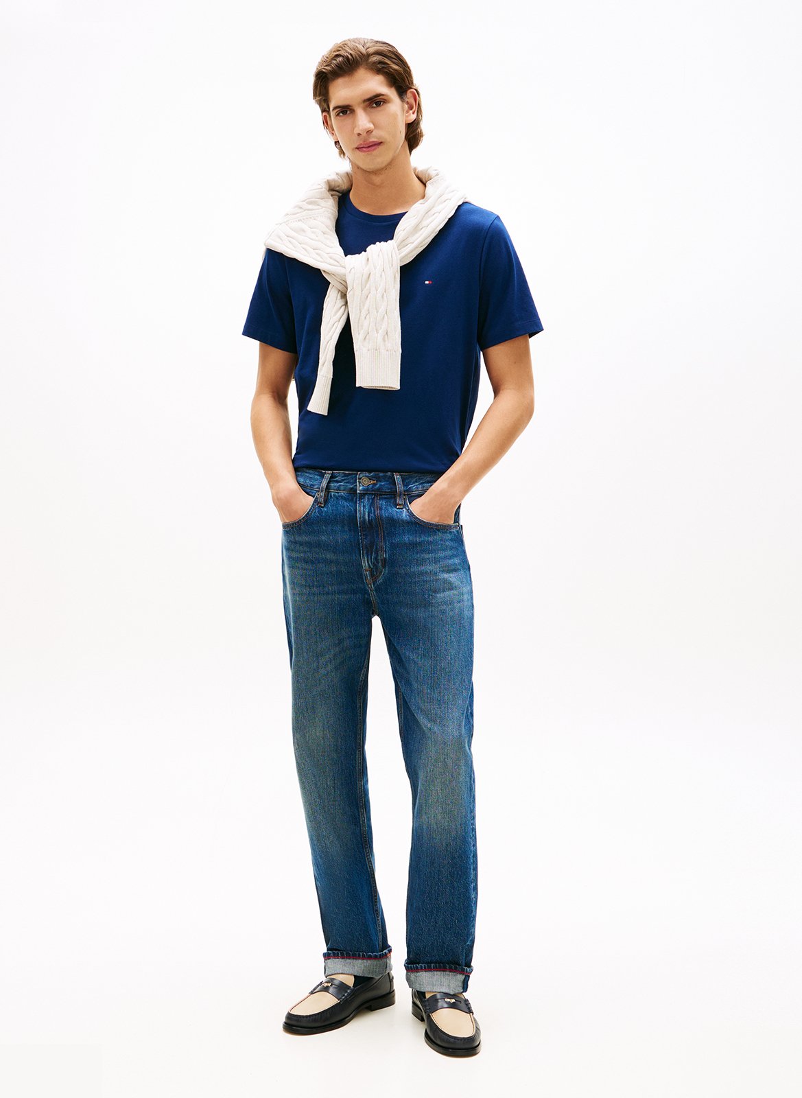 Katoenen T-shirt met ronde hals Blauw