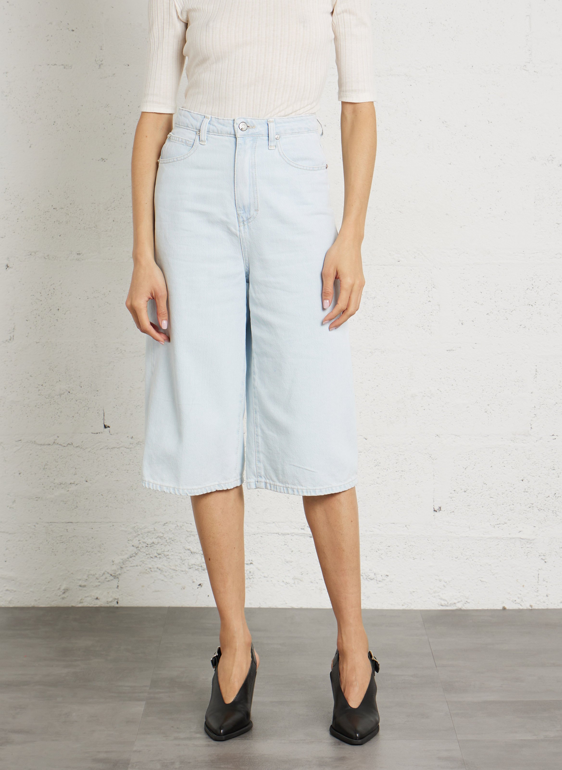 Bermuda lang van gemengd katoen PLEASE Blauw