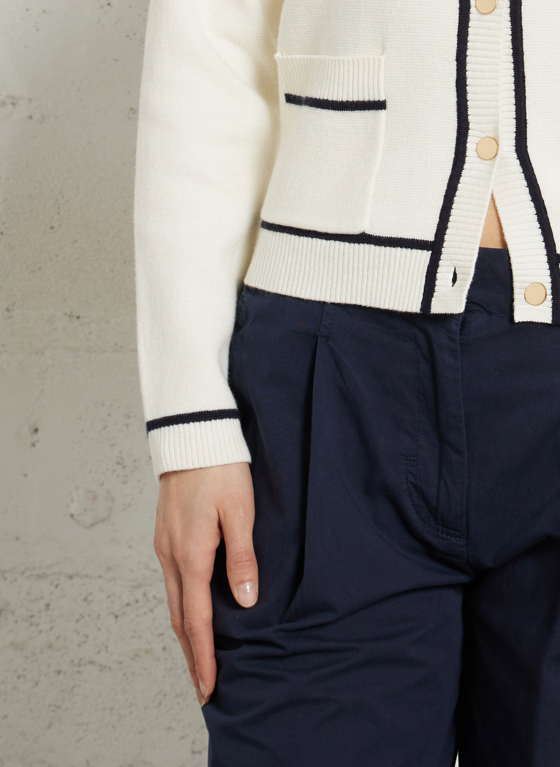 Gerader Rundhalsausschnitt aus Baumwolle und Wolle SUD EXPRESS Beige