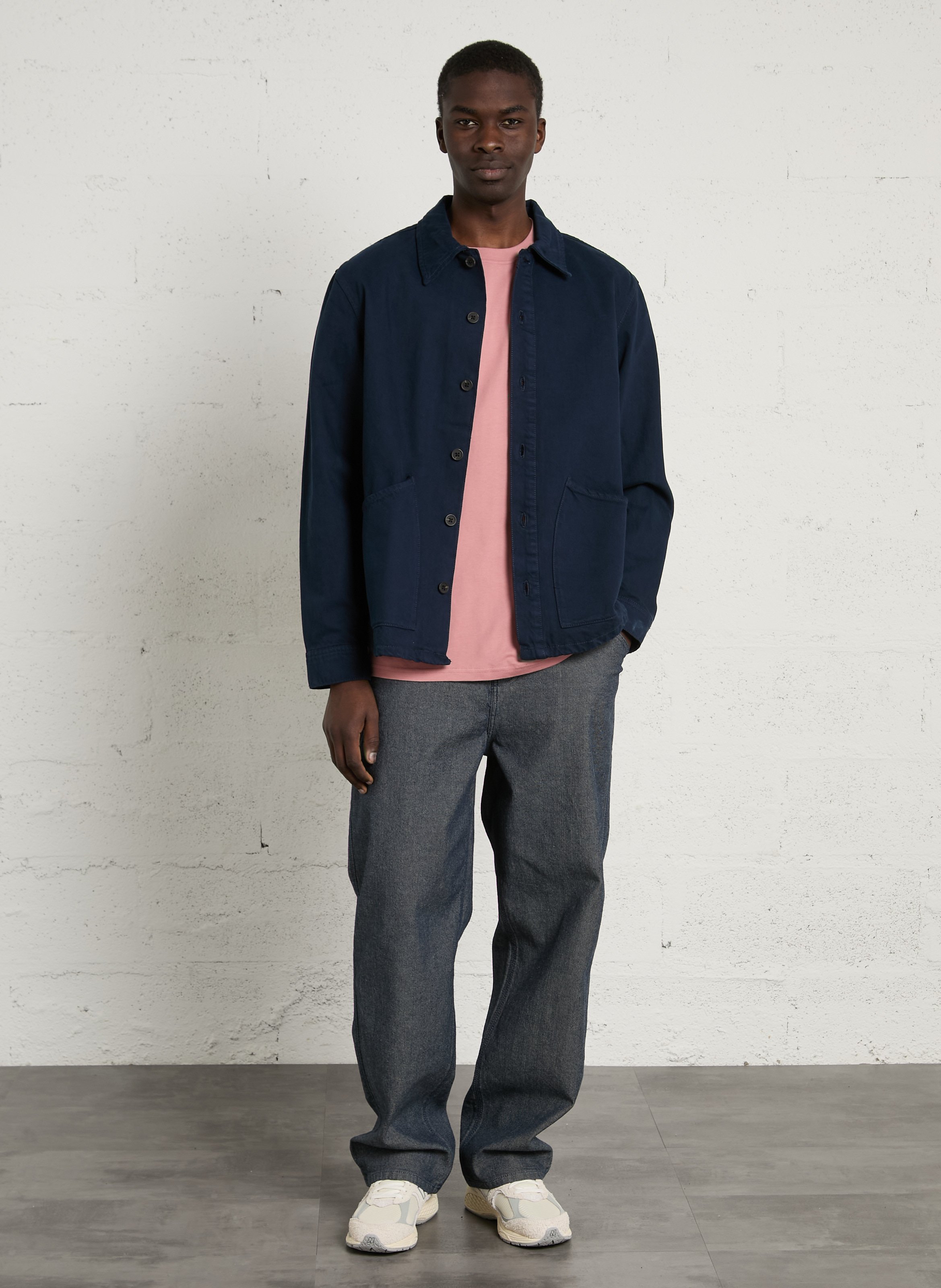 Jacket with classic cotton collar SOLID Blue