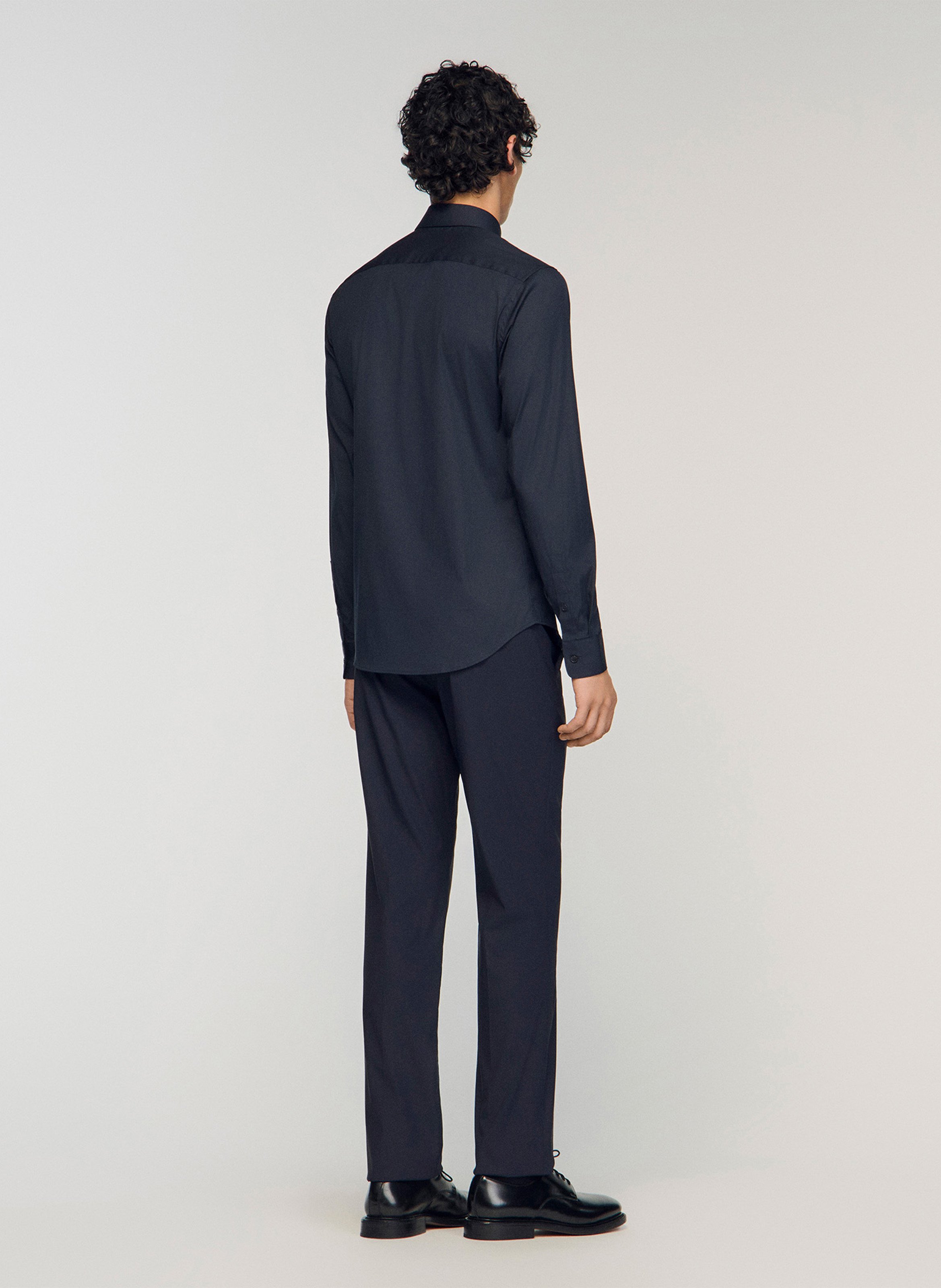 Chemise slim-fit en coton stretch SANDRO Blauw