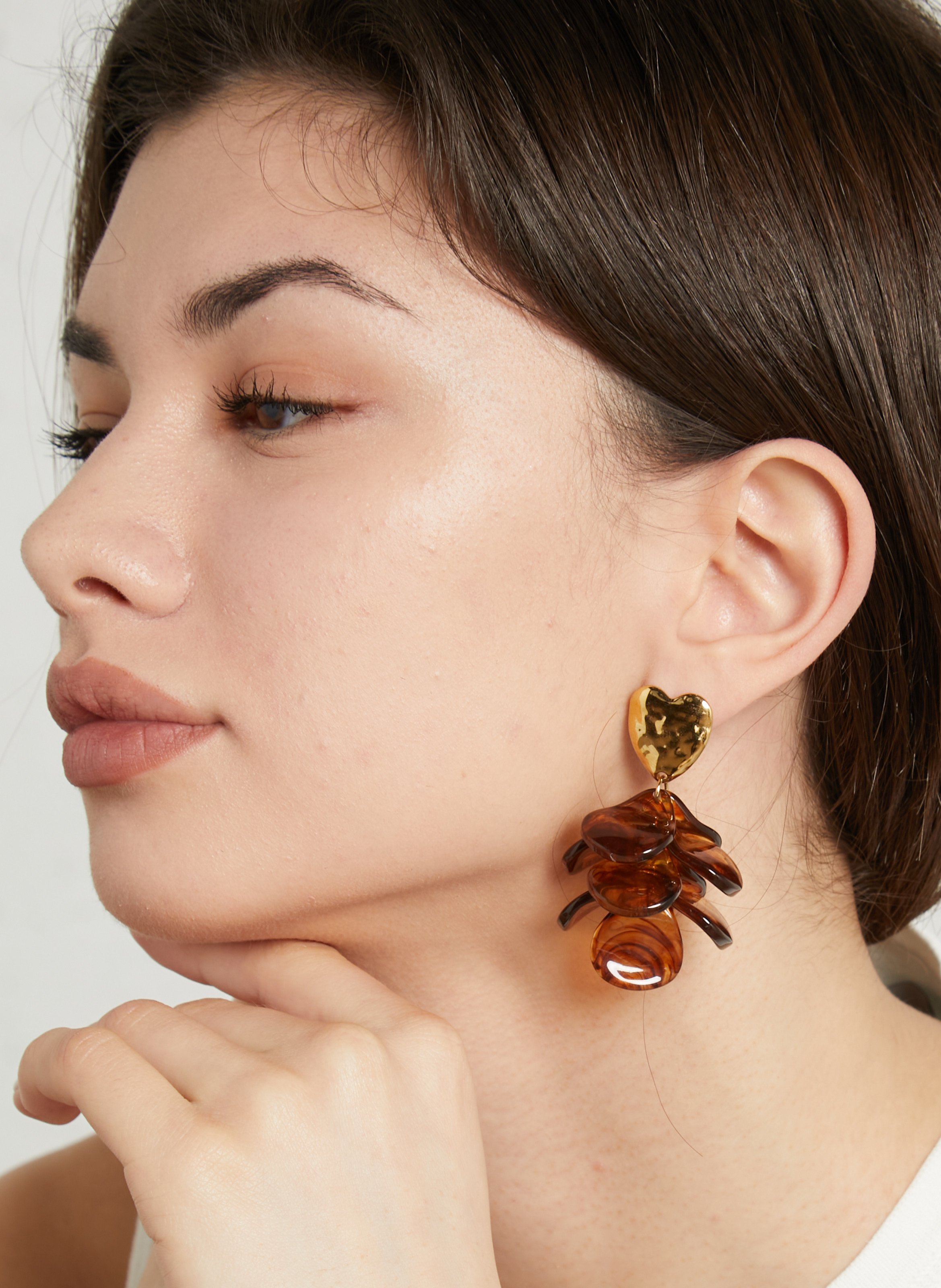 Mixed resin earrings AU PRINTEMPS PARIS Brown
