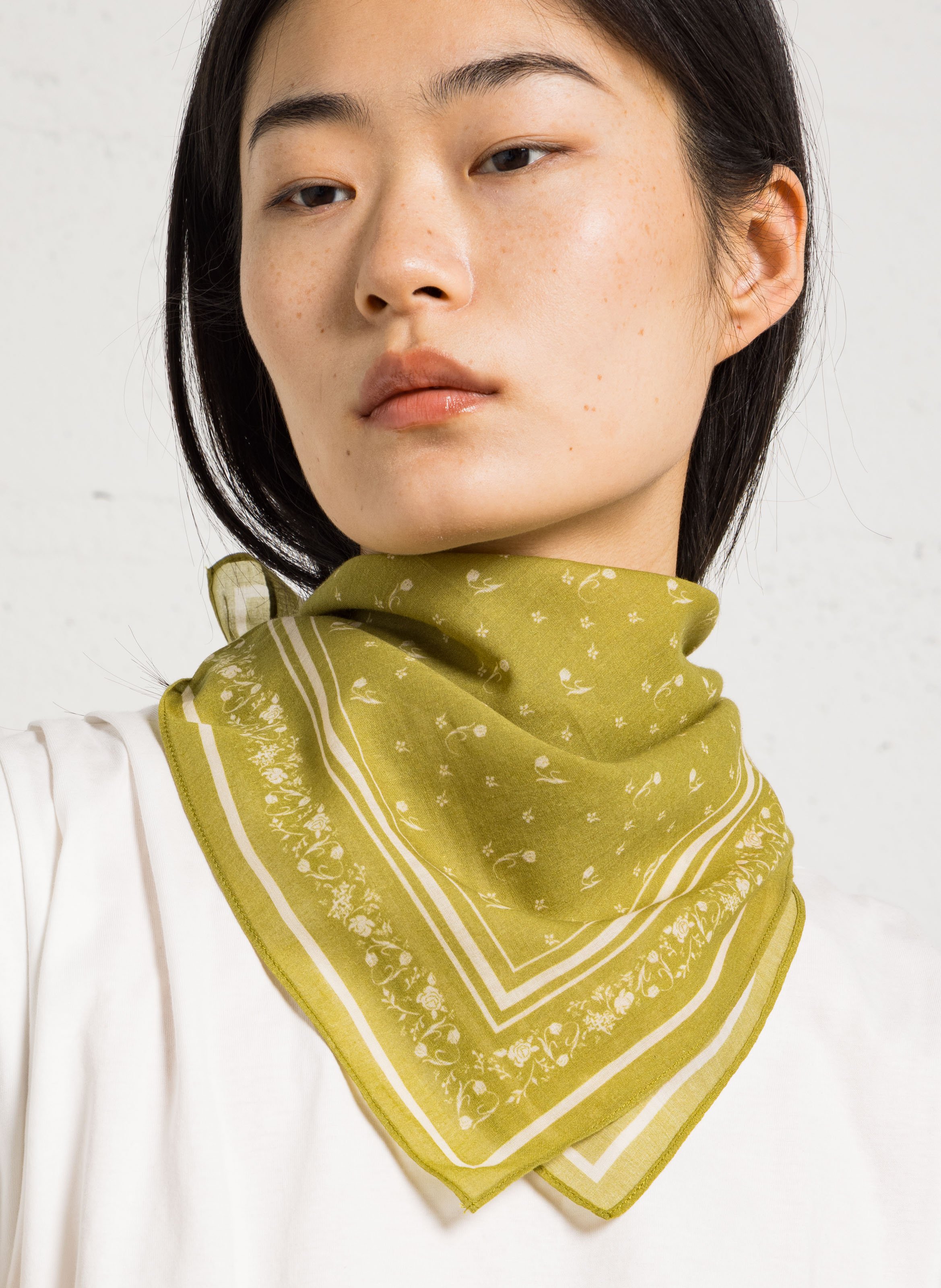 Printed cotton scarf BECKSONDERGAARD Green
