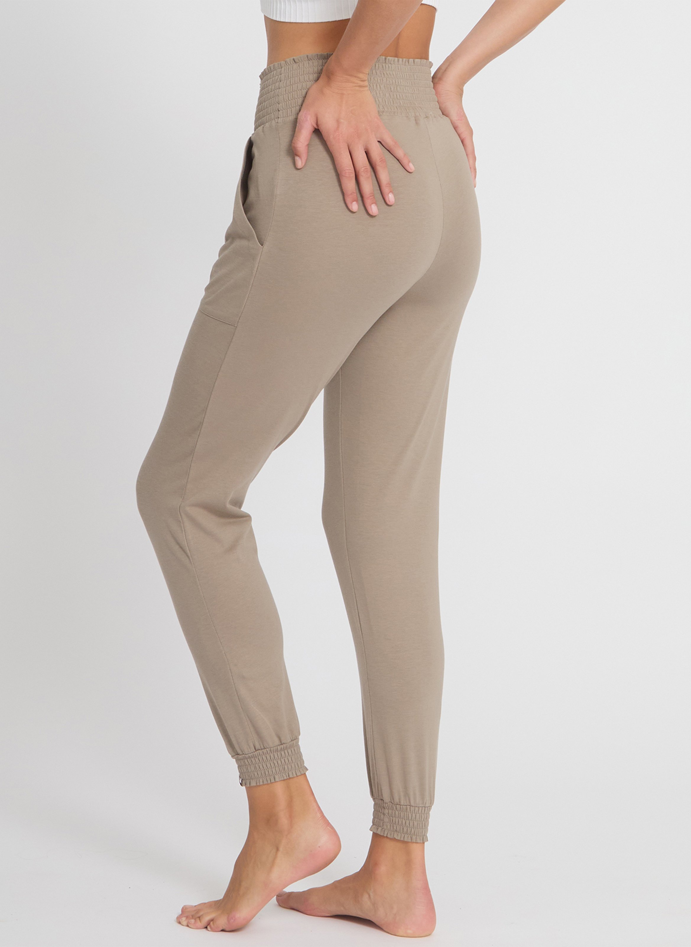 Rechte broek met hoge taille | katoenblend YOGA SEARCHER Bruin